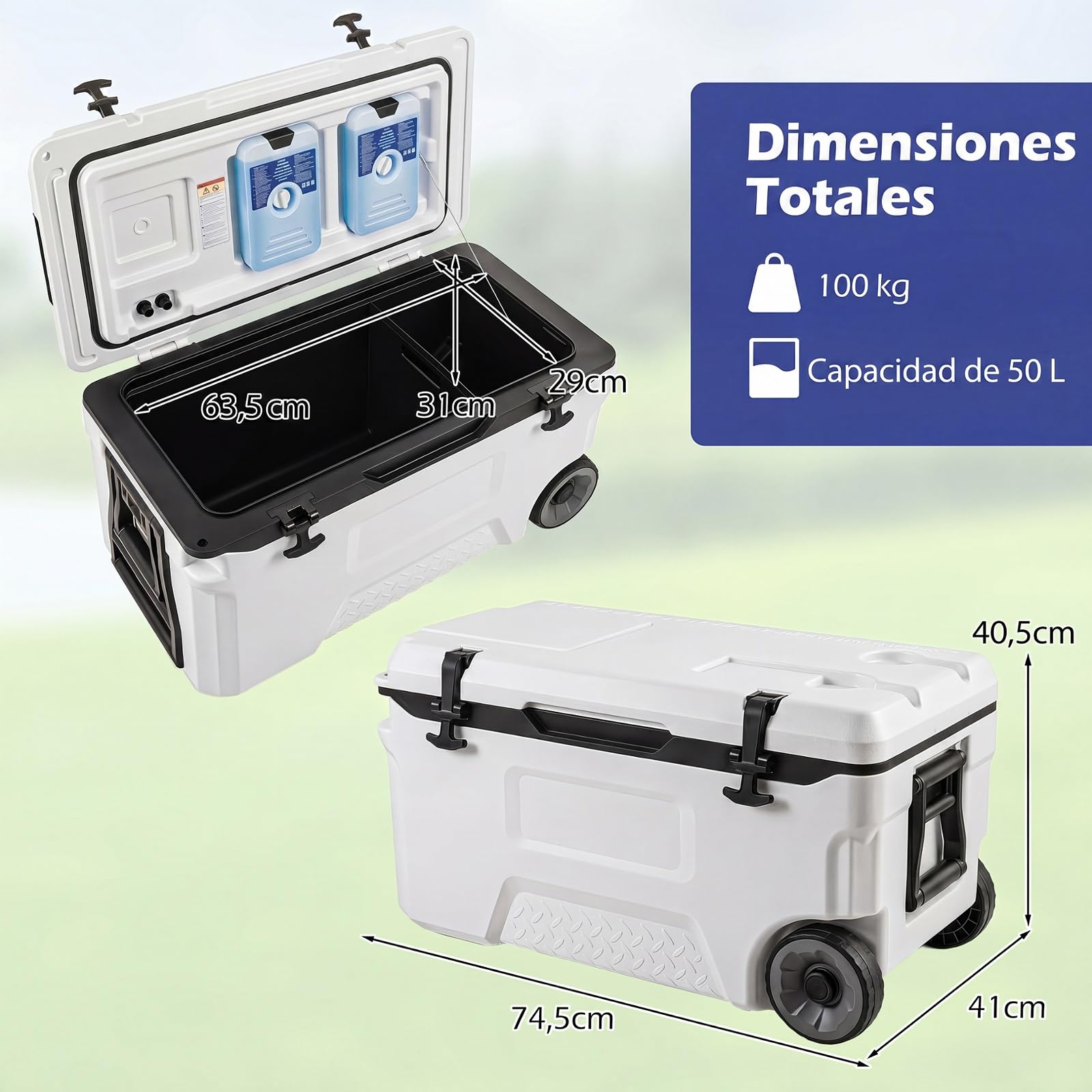 COSTWAY Nevera con Ruedas de 50/70L, Nevera Portátil con Carcasa Rígida HDPE, Interior Alimentario PP, Ventana Abatible, Portavasos, Cooler Portátil para Playa Camping