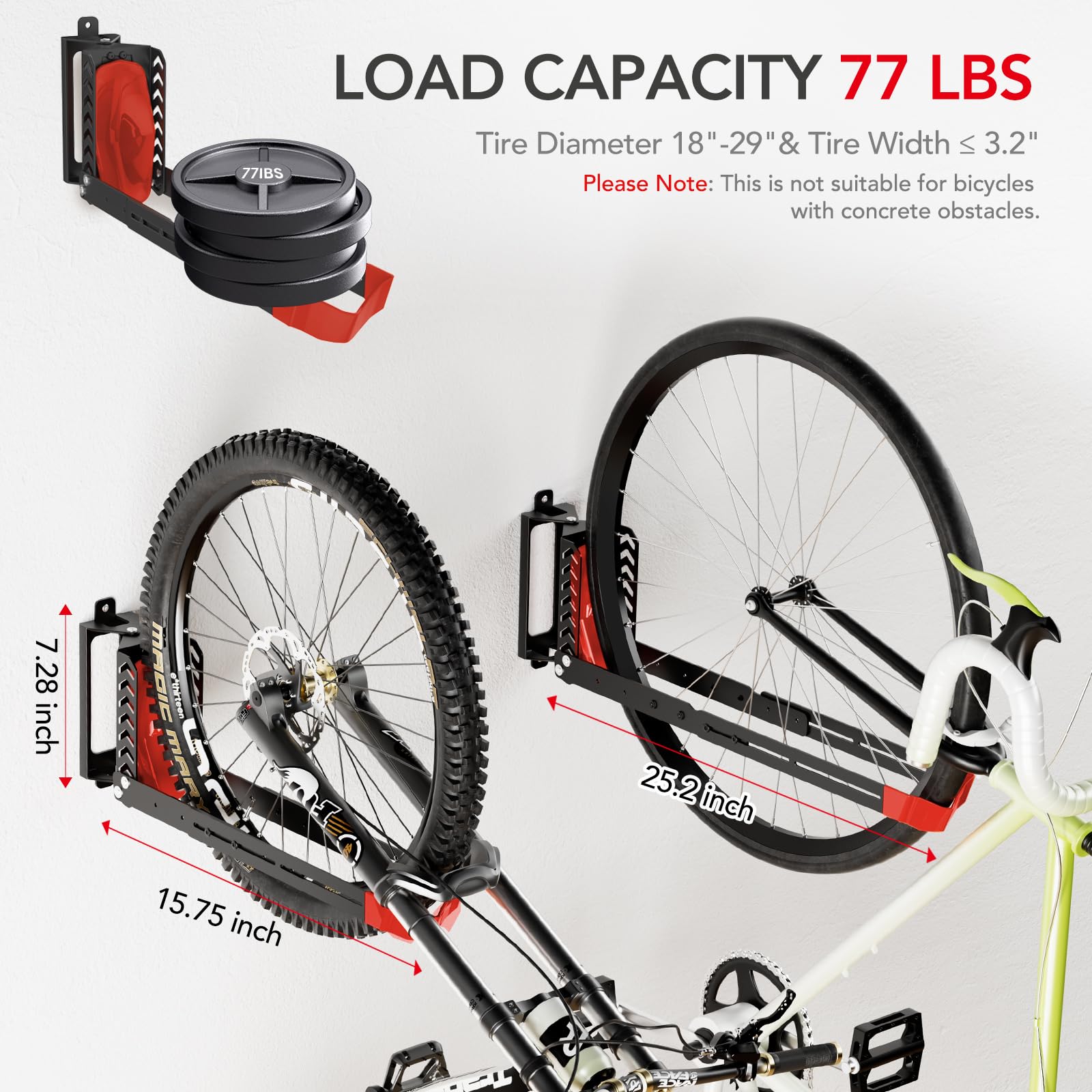 Lot De 2 Supports Muraux Pivotants Pour Vélo, Cintres De Vélo Pour