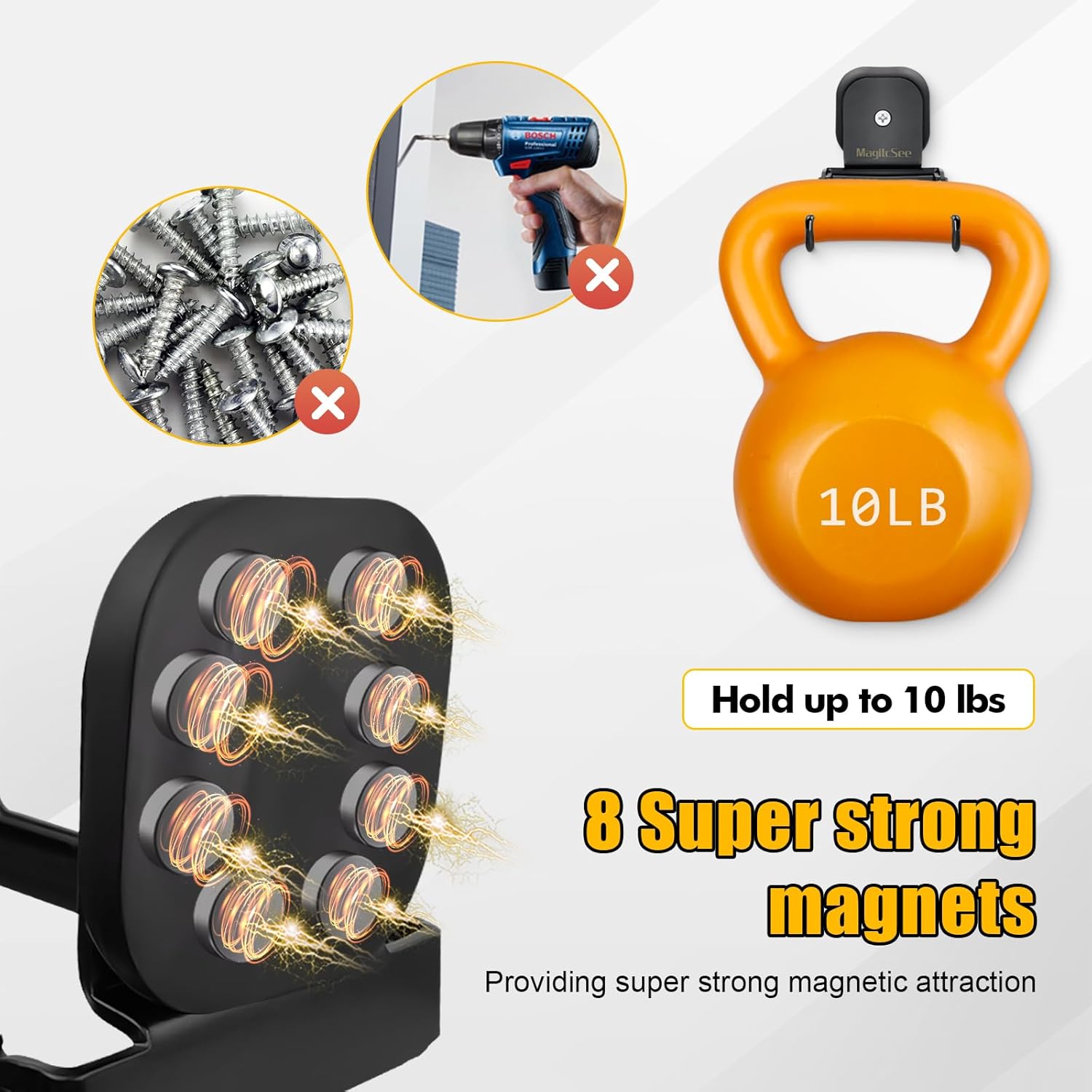 Magnetic Hooks Heavy Duty Folding Coat Hooks Scratch-Free,Versatile Strong Magnets Hanger to Hang Towel Coats Grills Utensils for Cruise Cabins,Refrigerator,Garage, 2 Pack