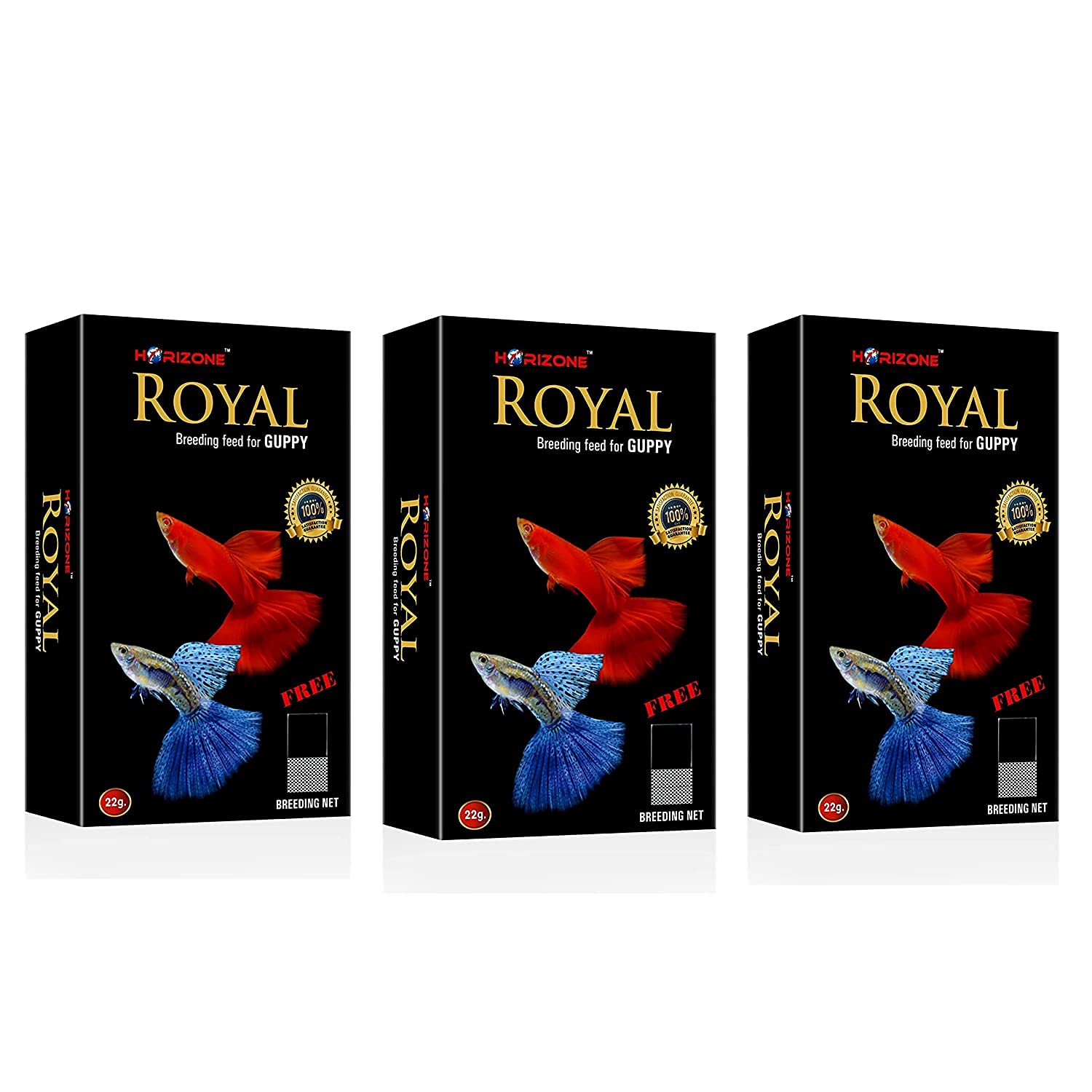 iconnect Royal Guppy Breeding Pellet Fish Feed Seafood For All Life Stages Set of 3 Pack, Gray