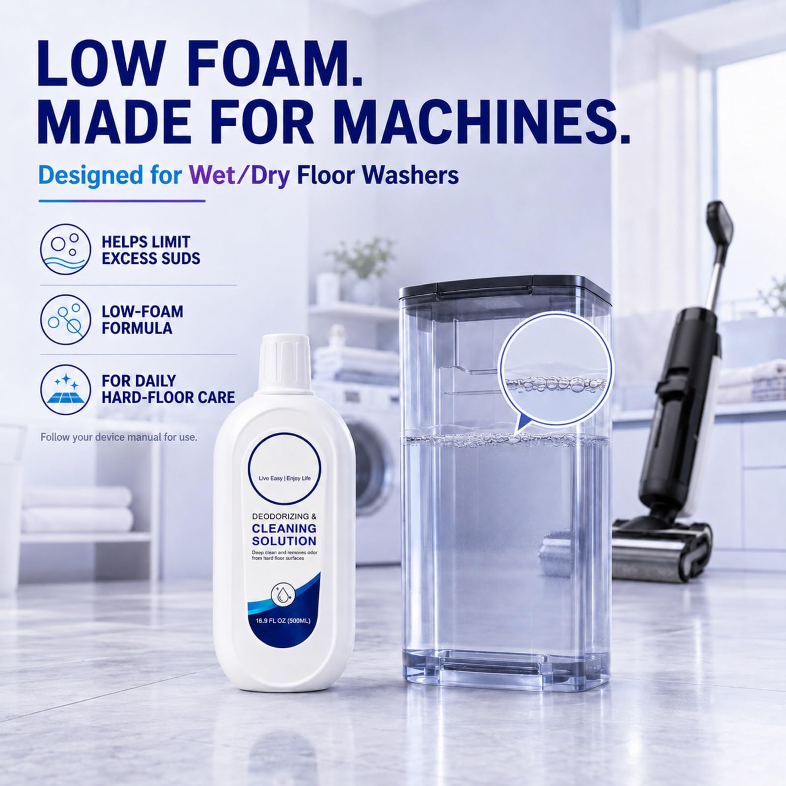 Detergente per Lavapavimenti, Compatibile con Tineco, 4 x 500 ml | Compatibile con iFLOOR e FLOOR ONE S3, S5, S6, S7 e S9 senza vapore; 4 flaconi da 500 ml, due profumazioni