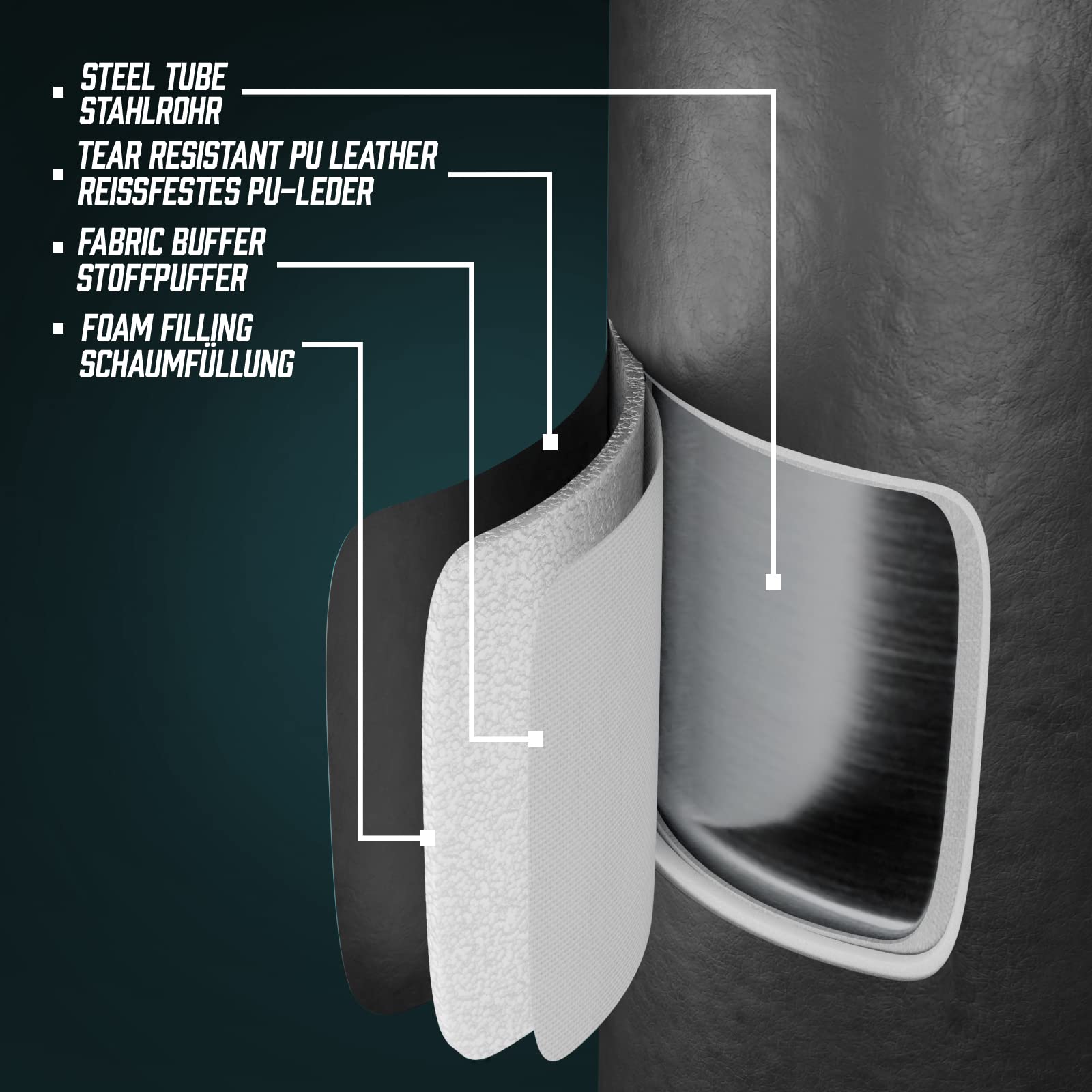 Physionics® Sac de Frappe sur Pied - Autoportant, Résistant à Déchirure, Ressorts Flexibles, Ventouses, Base Remplie d'eau/Sable - Sac de Sport, Muay Thai, MMA, Entrainement Boxe, Boxing Bag