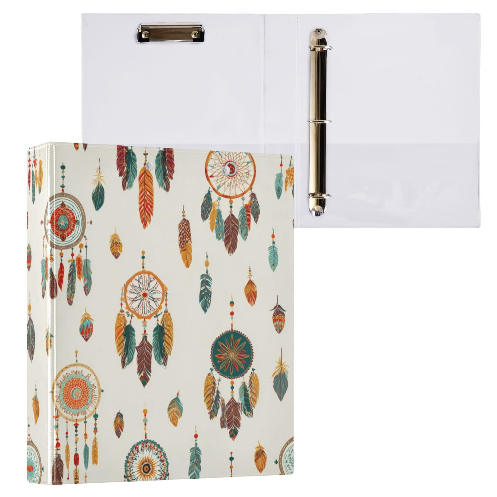 Kcldeci Raccoglitore a 3 anelli con copertina rigida, acchiappasogni colorato, 1 anelli rotondi da 3,8 cm, con tasche interne, per scuola, ufficio, ricette, raccoglitori, confezione da 2
