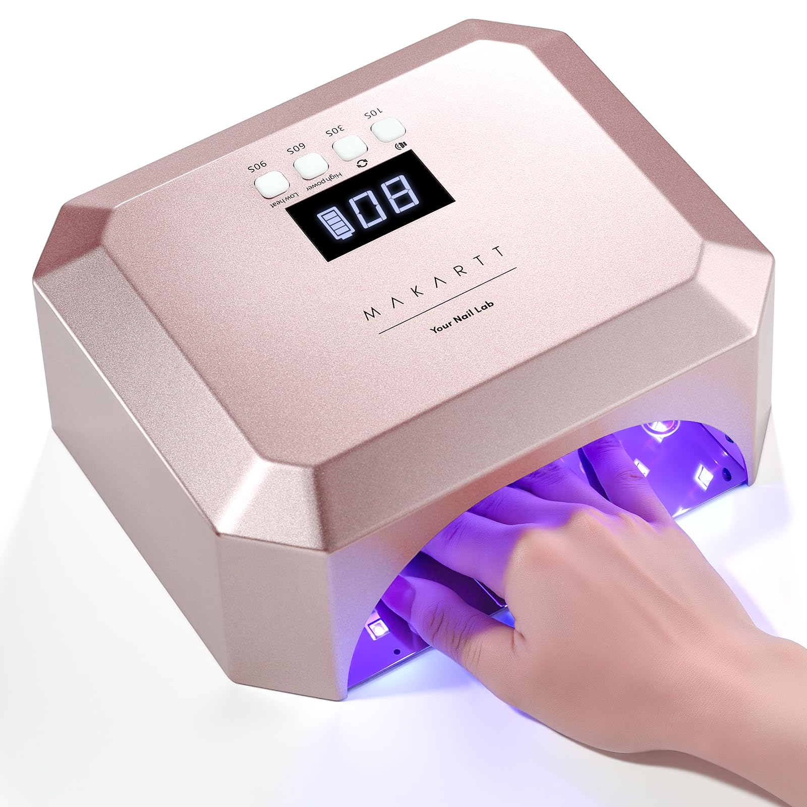 Makartt Professional UV LED Nail Lamp for Gel Nails, Salon Home DIY Use | Rechargeable 30W Nail Light with 39 LEDs Large Space 2600mAh Battery 4 Timers Auto Sensor Fast Curing for Salon, Rose Pink