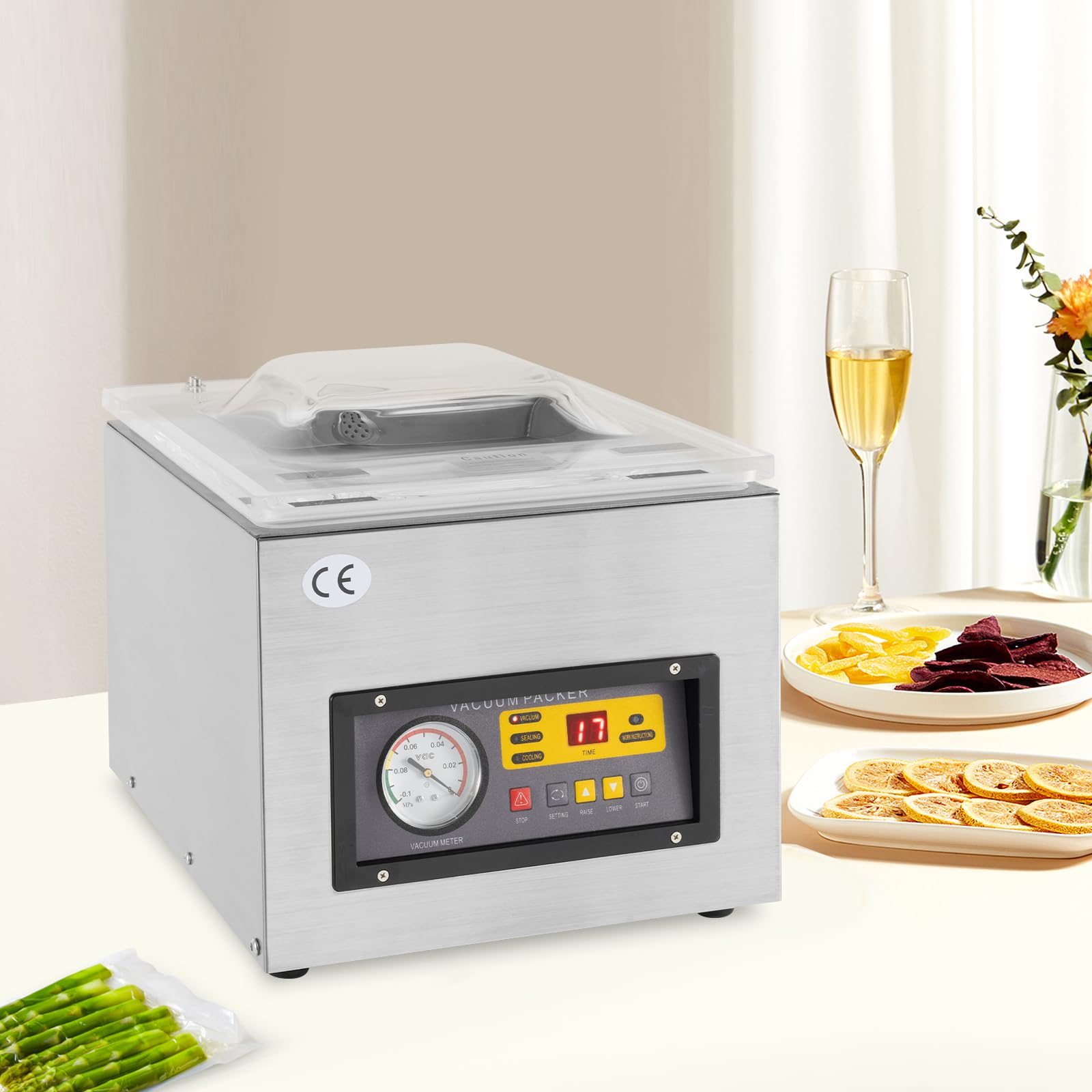 Macchina per sottovuoto da 120 W da tavolo industriale per sottovuoto 2CFM, 220 V commerciale da tavolo sottovuoto pacchetto in acciaio inox automatico potenza imballaggio per fabbriche alimentari