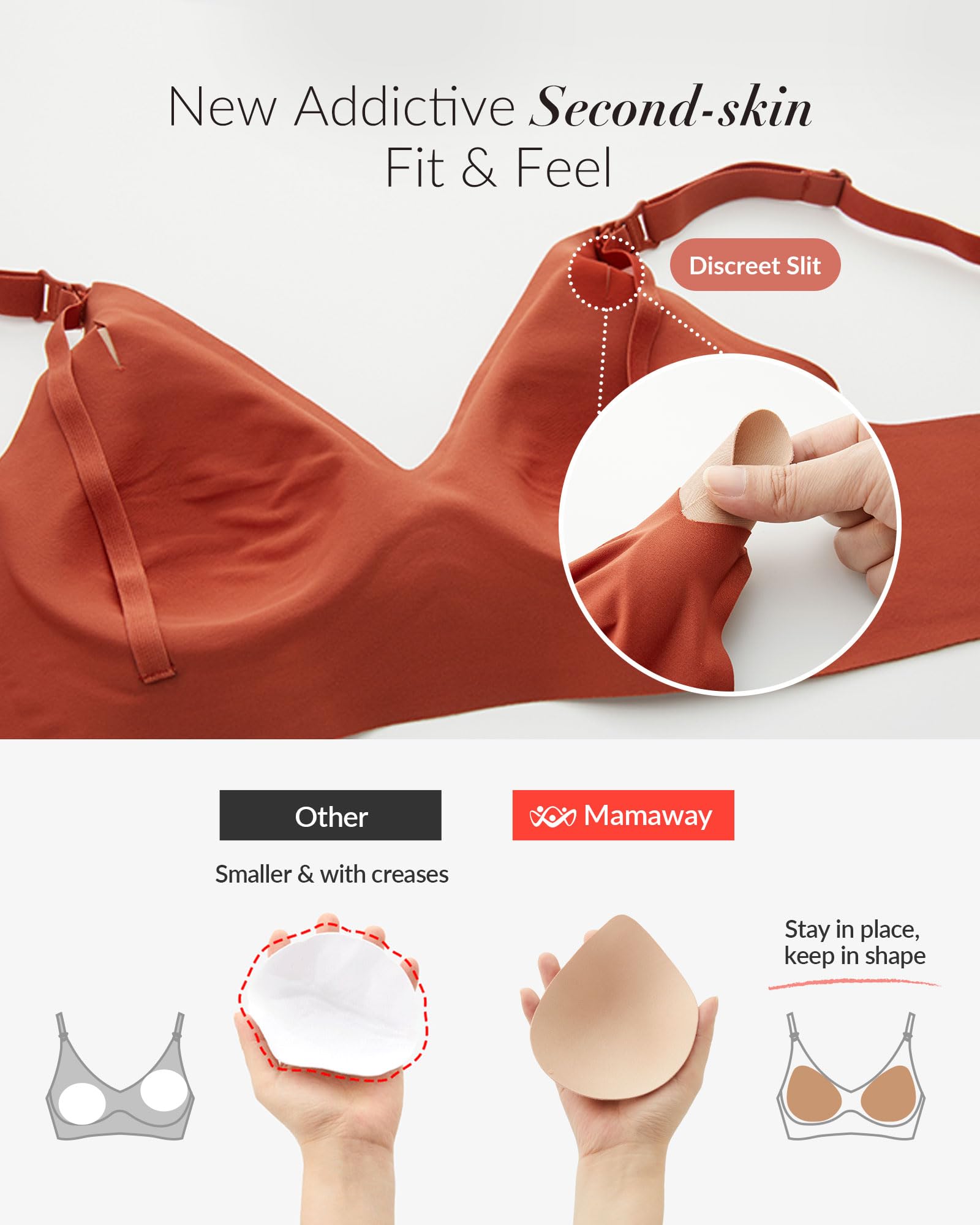 Mamaway Reggiseno senza ferretto setoso senza cuciture, liscio, rinfrescante, leggero, per allattamento al seno, gravidanza