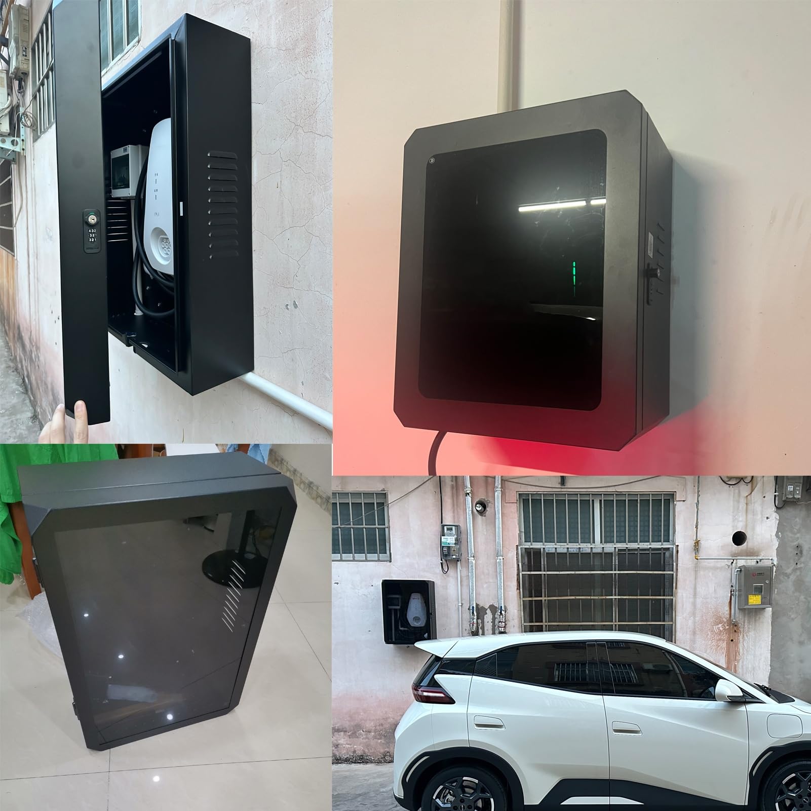 EV Ladestation Halterung Ladekoffer für Elektrofahrzeuge zur Wandmontage, Wasserdichte, Verschließbare Abdeckung für Elektroauto-Ladegeräte, Ladestation für die Garage