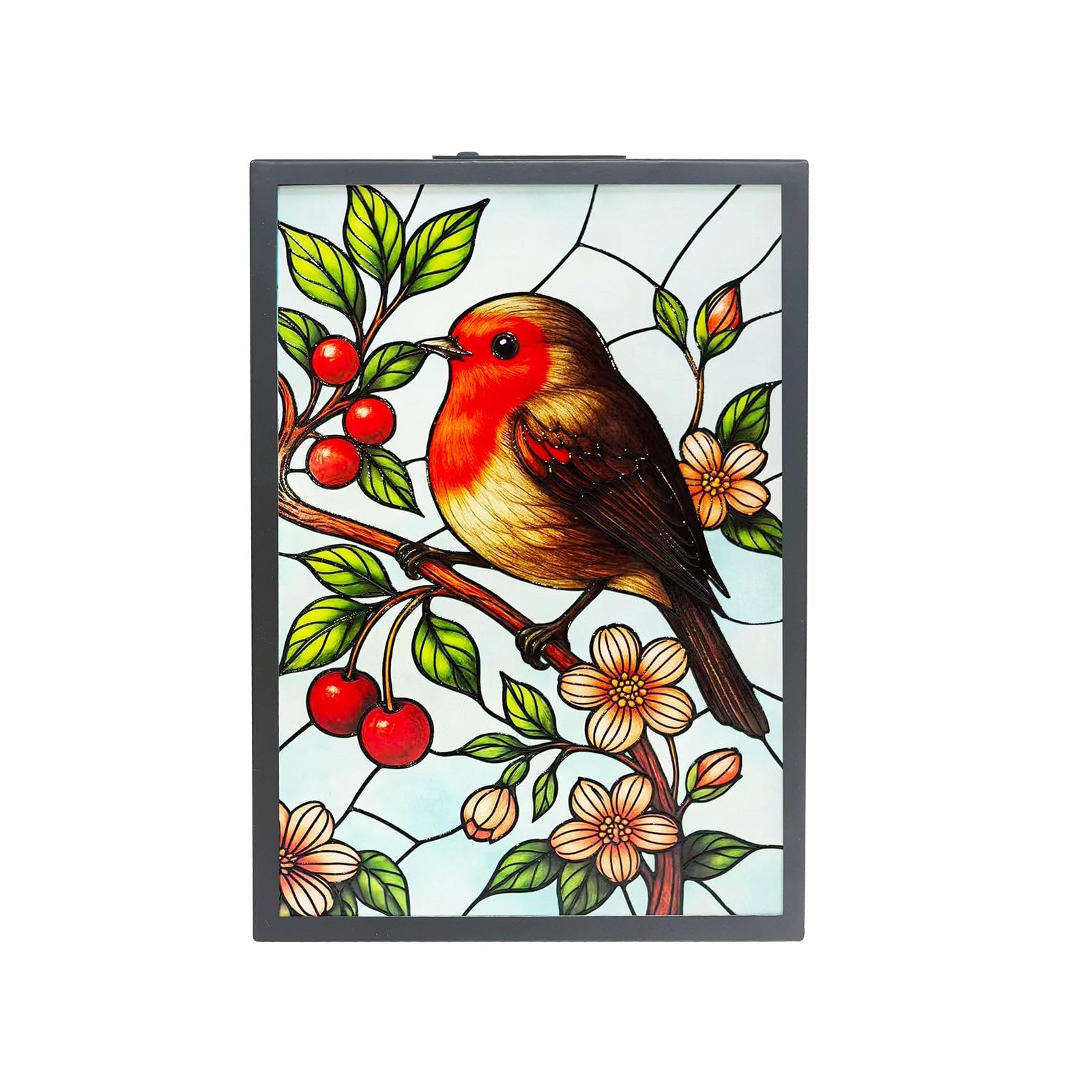 PRIMUS Backlit Solar Suncatcher Wall Art Garden Ornament - Robin Design 30cm