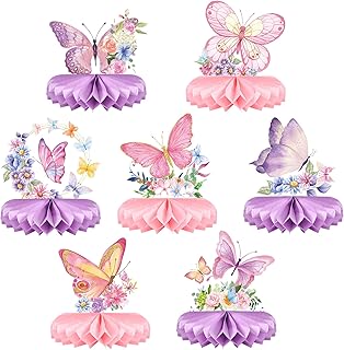 Torytoe Honeycomb Table Decoration, Pack of 7, Butterfly Honeycomb Table Decoration, Birthday Table Topper, Honeycomb Table Decoration