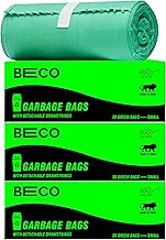 Beco Eco-Friendly Garbage Bags | 90 Pcs | Small- 17 x 19 Inches | 30 Bags x 3 Rolls | Green | Dustbin/Trash Bags with Detachable Drawstrings | For Dry & Wet waste Price in India