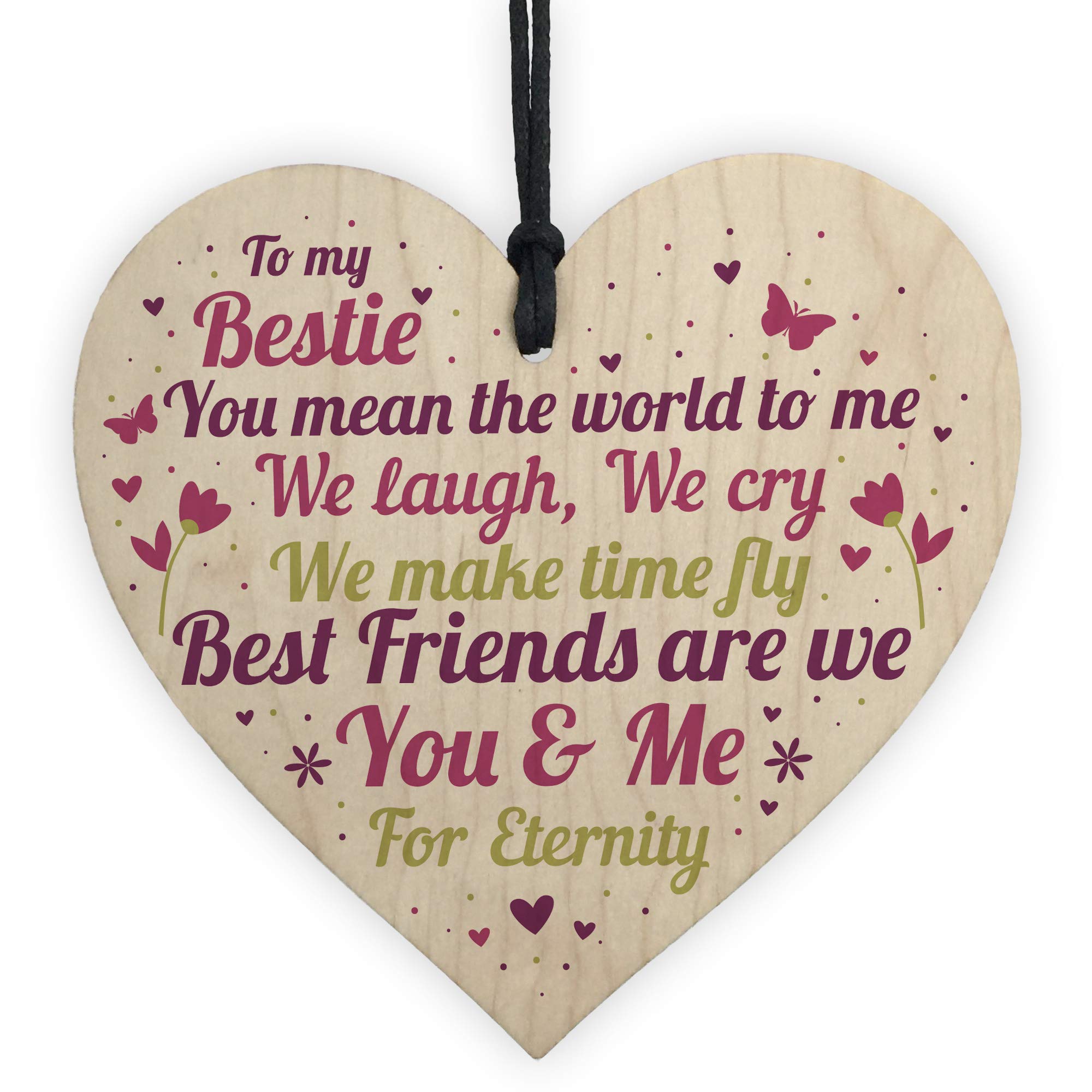 Red Ocean Women's Multicolor Bestie Ornament Present Bestie Friendship Plaque Wooden Heart Thank You Gift For