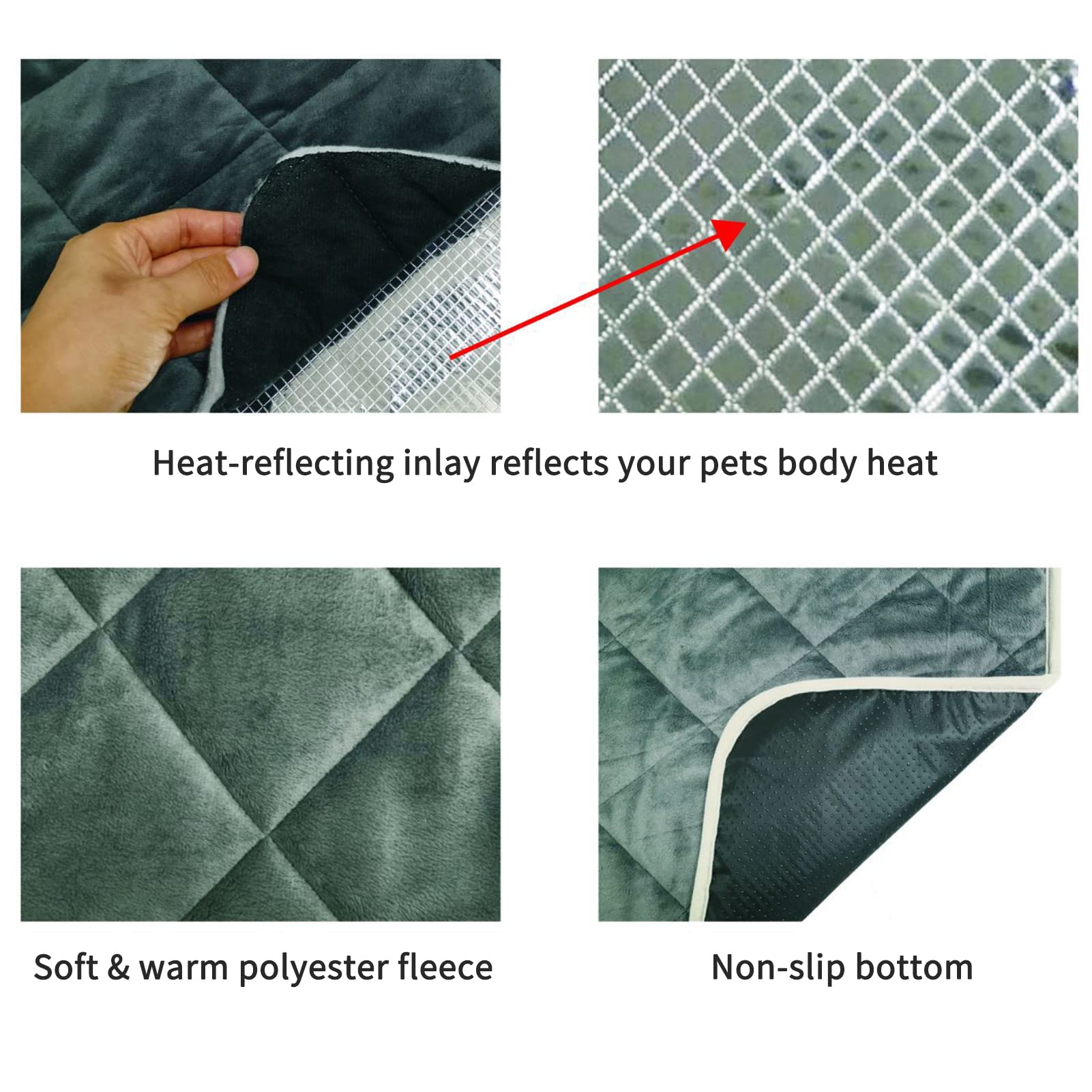 Tapis Chauffant Pour Chat – Polaire Antidérapant, Lavable, Intérieur/extérieur, 60x50 Cm