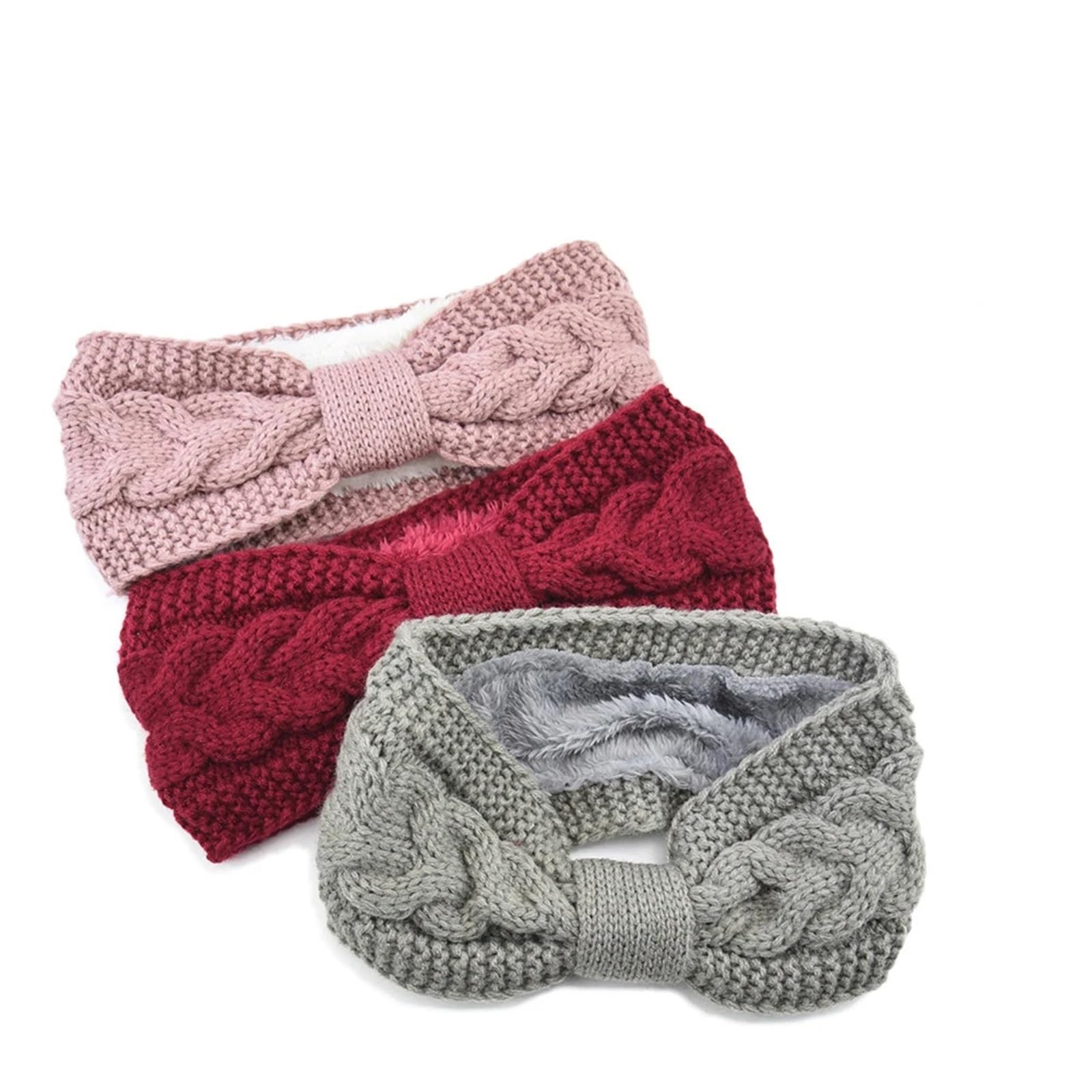 Stirnband 2 stücke Fuzzy Gefüttert Stirnbänder for Frau Solide Warme Haarband Elastische Sport Yoga Mädchen Haarband Haar Zubehör Winter Stirnband(2PCS)