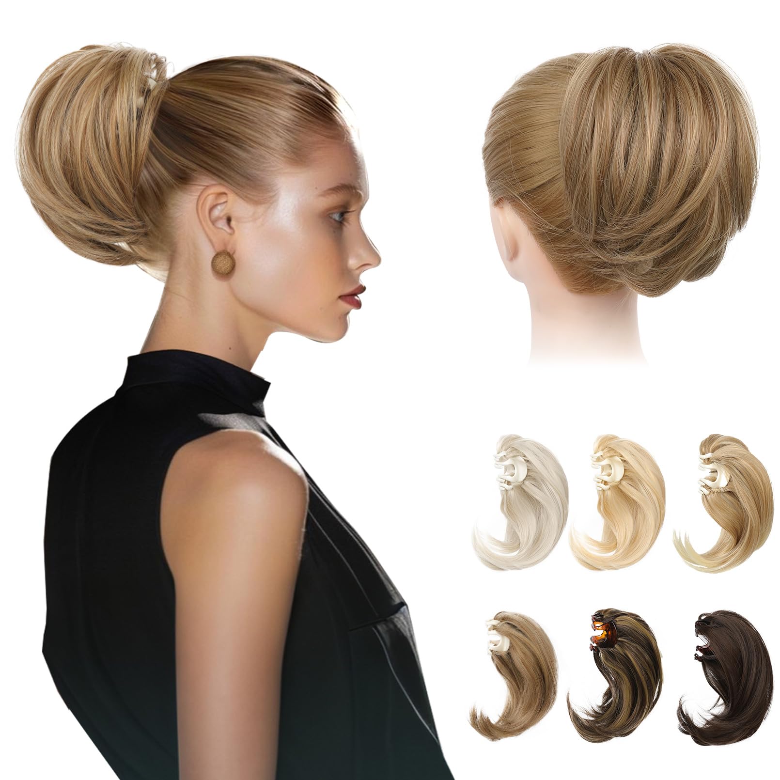 REECHO Ponytail Extension, 7" Mini Claw Clip in Ponytail Hair Extensions Short Natural Straight Wavy Messy Bun Hair Pieces for Women with Short Thin