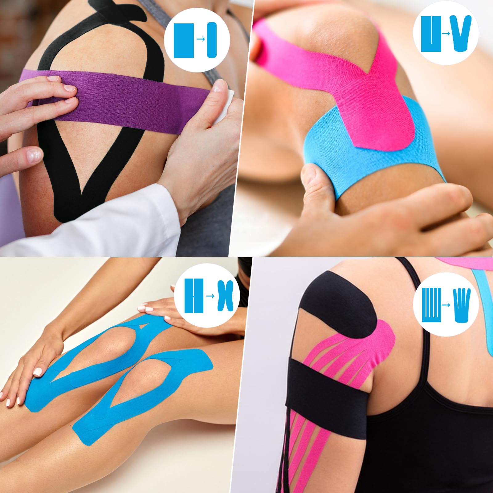 Bande De Kinésiologie Strivor Pour Genou – Imperméable, élastique, Soutien Musculaire, Prédécoupée – Sport Et Quotidien