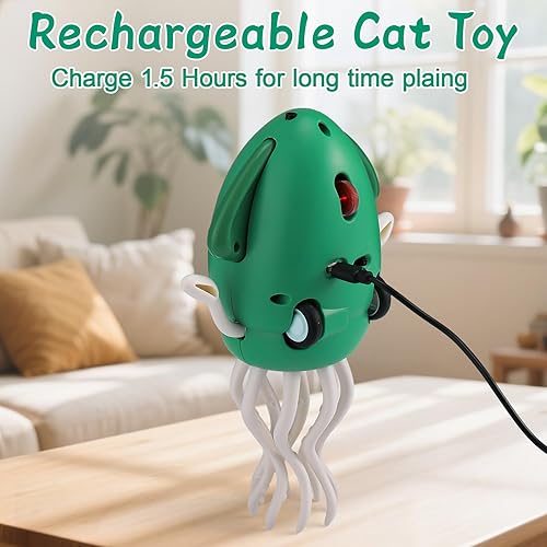 Miniatura 6 de Juguete interactivo para gatos, juguete de pulpo bailarín con 2 modos de movimiento y balanceo, juguetes recargables para gatos de interior con