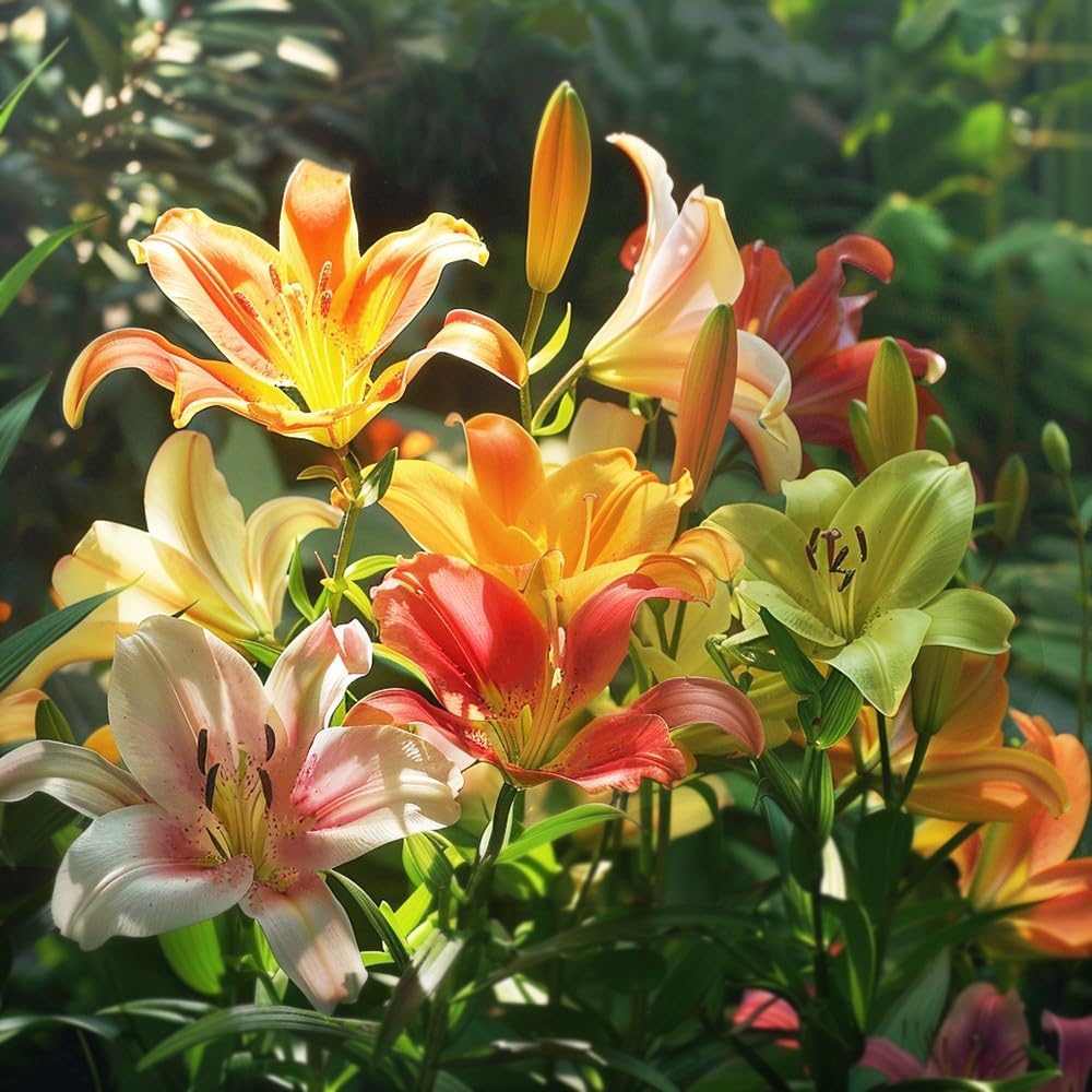 Lily Bulbs for Spring Planting -10 Lilium Oohs and Aahs Mixed Perennial Flower Bulbs - Flowers with Bright Red, Yellows, Magentas, Golds and Oranges