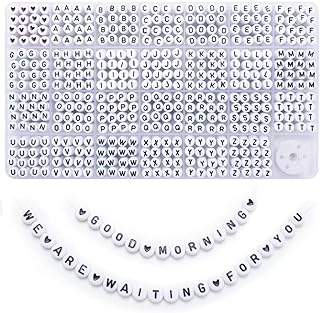 Bundooraking1400pcs Letter Beads, Black&White Alphabet Beads, 4x7mm Acrylic Beads, 28 Grids Letter Beads for Jewelry Making Kandi Beads Letter Beads for Bracelets Making.
