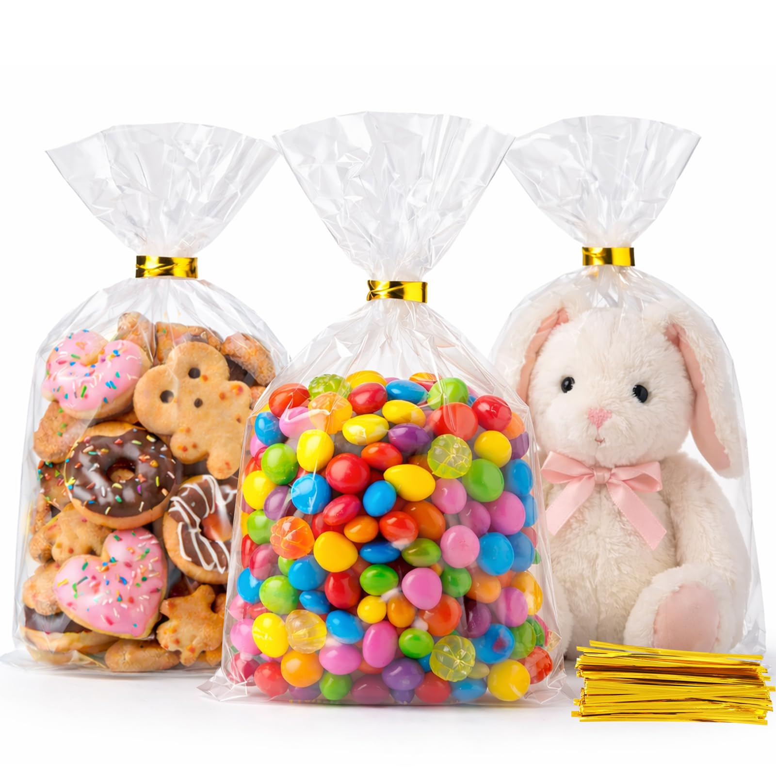 WIKDAY Cellophane Bags 50 PCS 15x25 cm Clear Gift Treat Gags with Ties — image 1