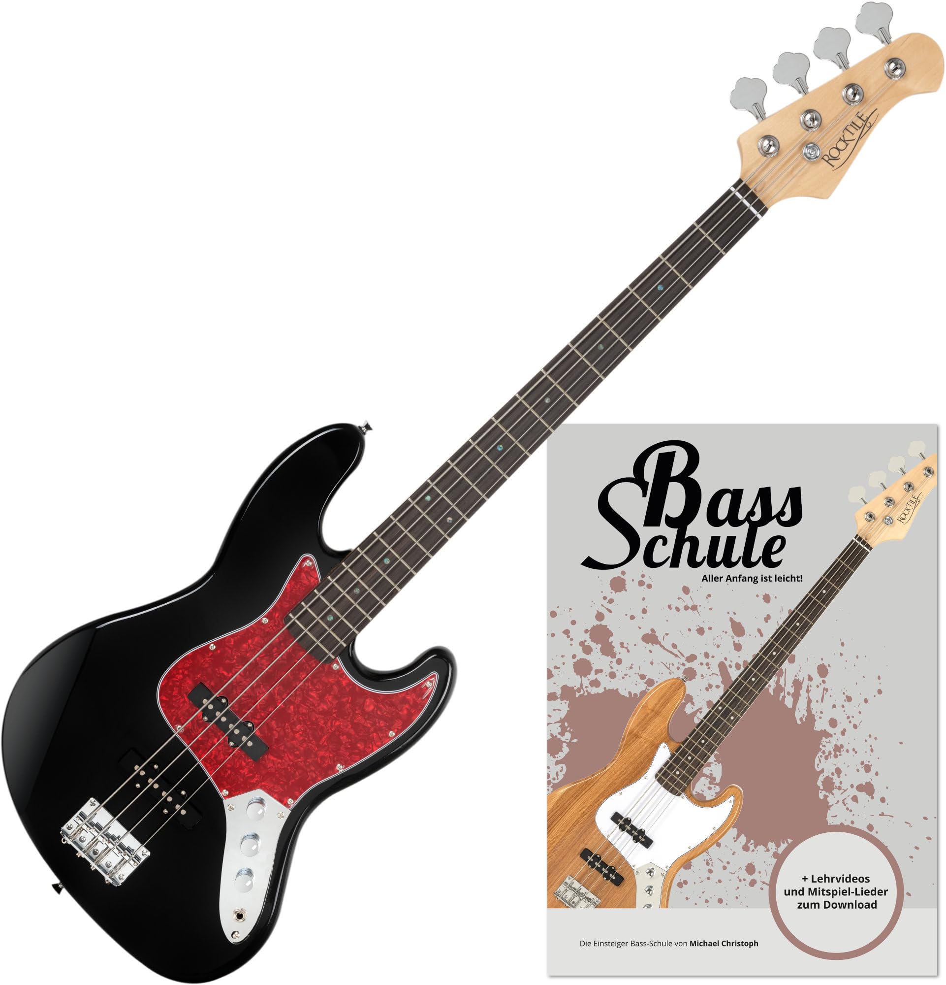 Rocktile Pro JB-30BK 70´s Deluxe E-Bass SET + Noten + CD