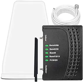 Amplificador de celular para casa e escritório, até 2.000 pés quadrados, amplificador de sinal de celular com banda 66/25/2/4/5/12/13/17, Boost 5G 4G dados para todas as operadoras dos EUA Aprovado