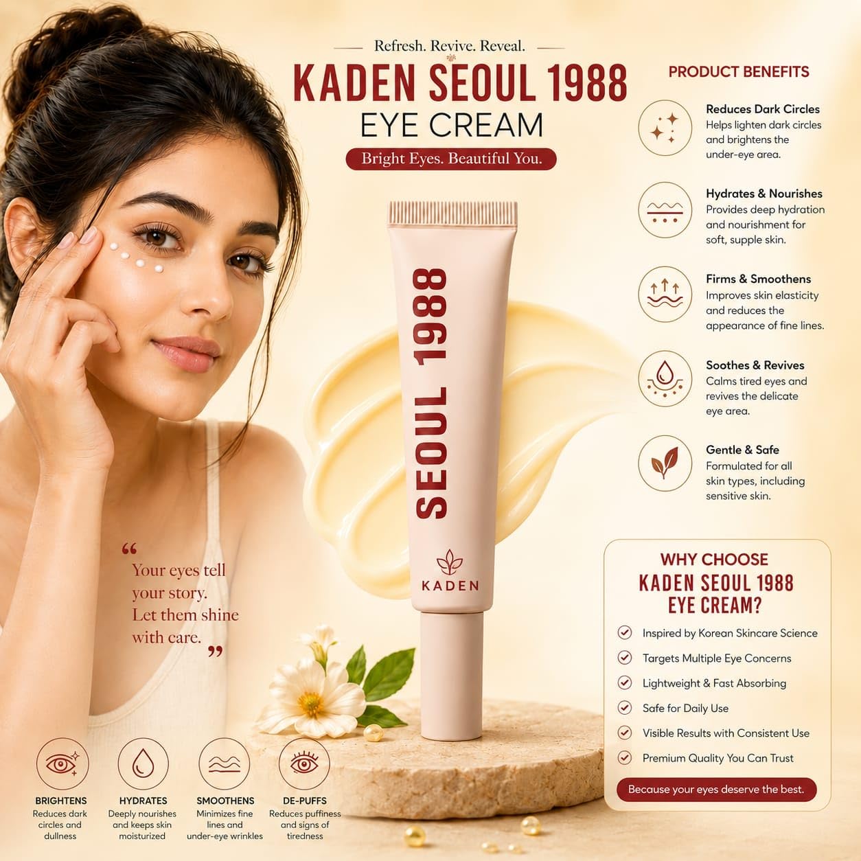 KADEN SE0UL 1988 Eye Cream with Retinal Liposome 4% & Fermented Bean 30mlSE0UL 1988 Eye Cream with Retinal Liposome 4% & Fermented Bean | Anti-Aging, Dark Circles & Fine Lines Treatment | Hydrating Under Eye Cream for Men & Women | 30ml — Amazon image 2