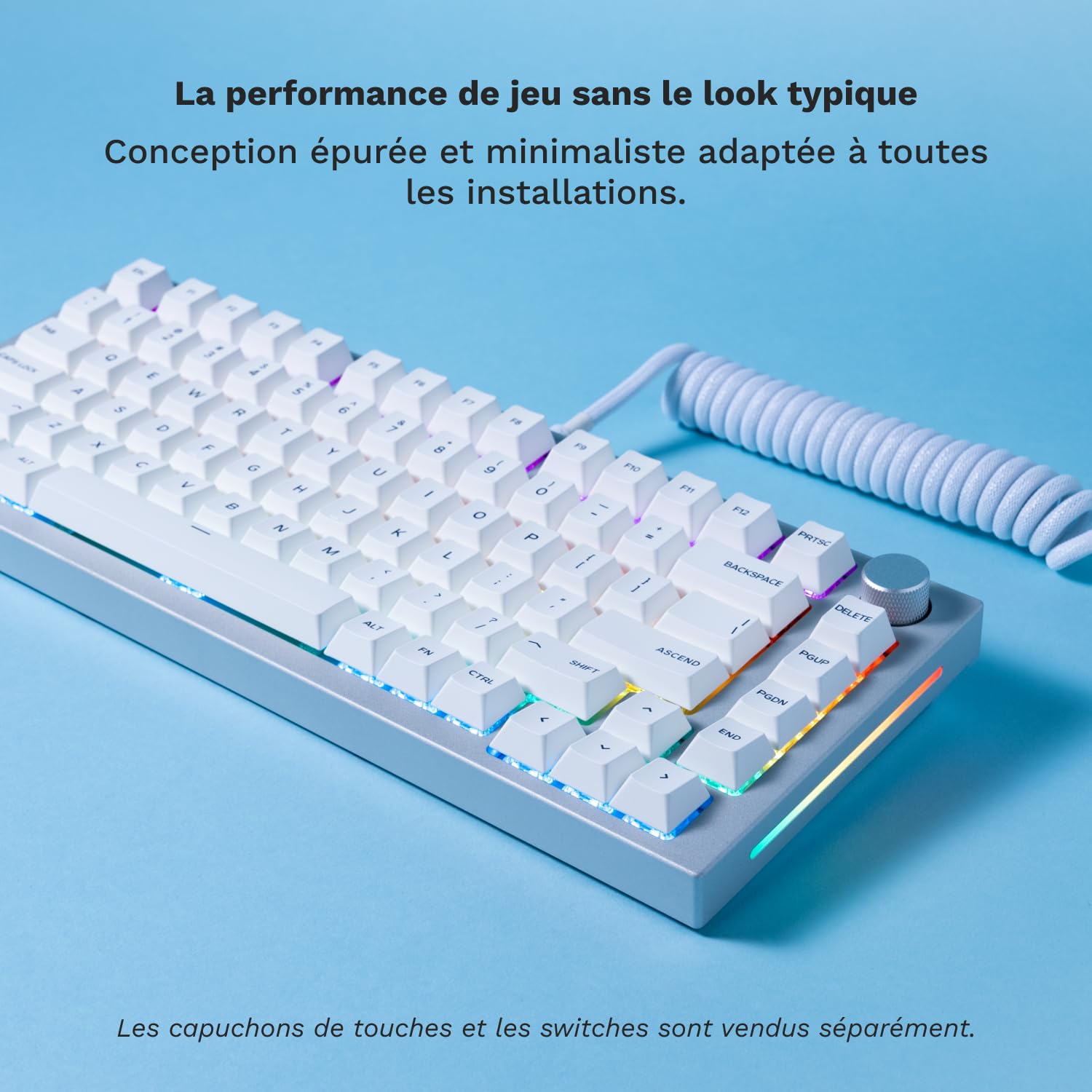 GLORIOUS GMMK Pro 75% Barebones Clavier Gaming ISO (Blanc) | Cadre Aluminium Massif 1,5kg, Modulaire 5 Broches Échangeable À Chaud, Rétroéclairage RGB, Design Personnalisable Premium