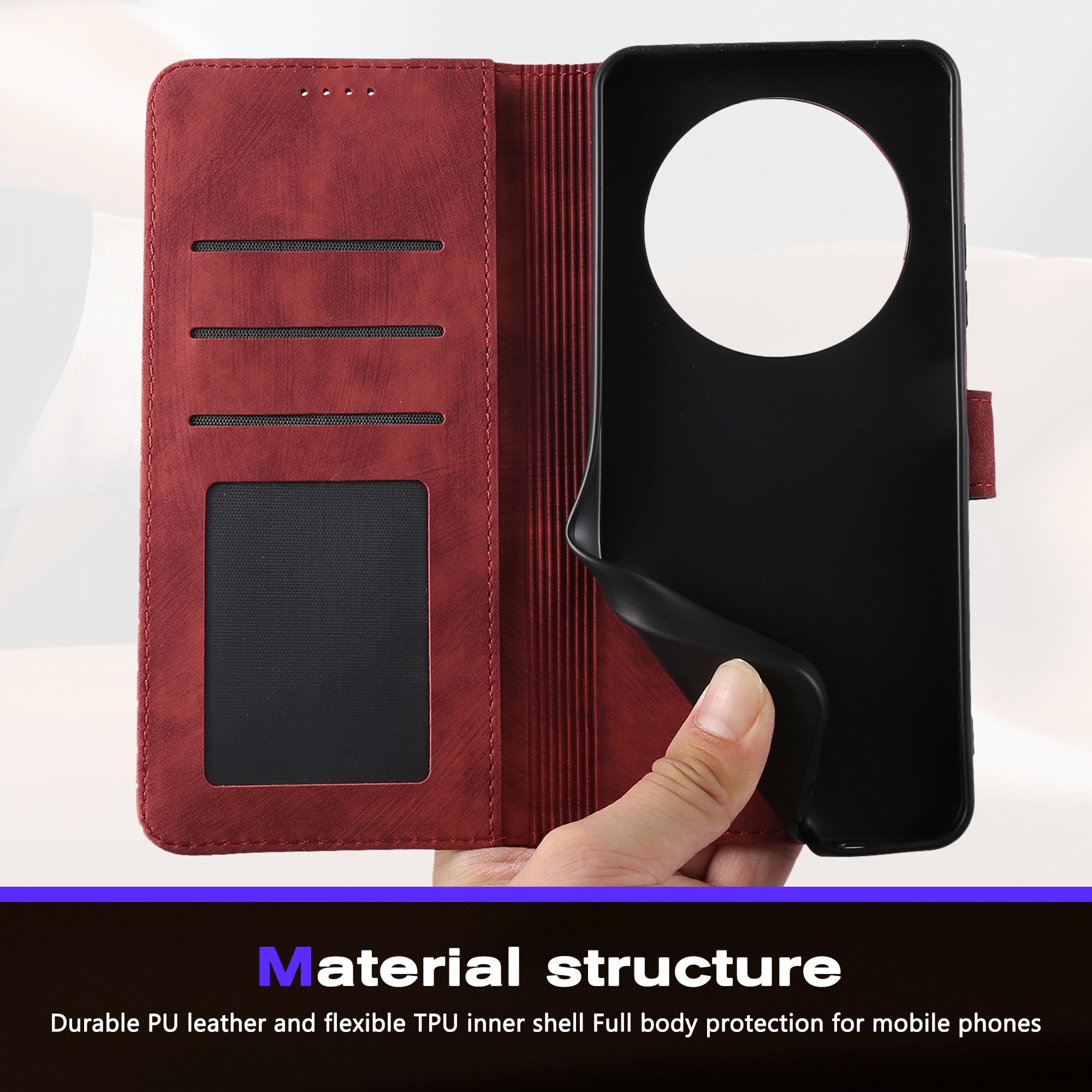 binandteam Cover a Libro per Xiaomi Redmi 14C 4G / Redmi A4 5G (6.88) con Vetro Temperato,Custodia in Pelle PU Magnetica Flip Porta Carte Wallet Supporto Portafoglio Case - Nero