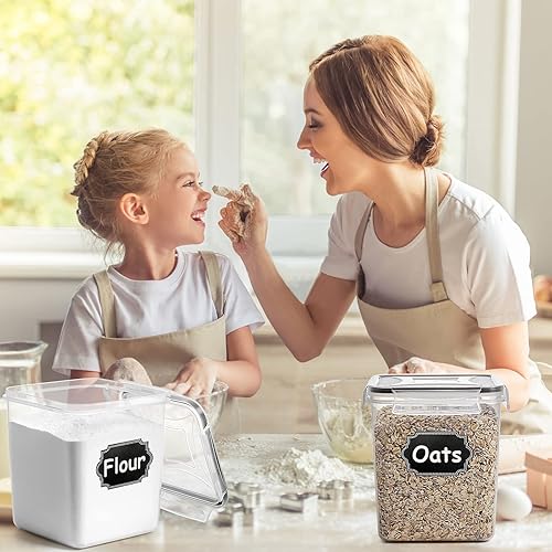 Miniatura 2 de Recipientes de almacenamiento de alimentos para cereales, recipientes herméticos para almacenamiento de alimentos secos, juego de 8 (2.5L/85 onzas)