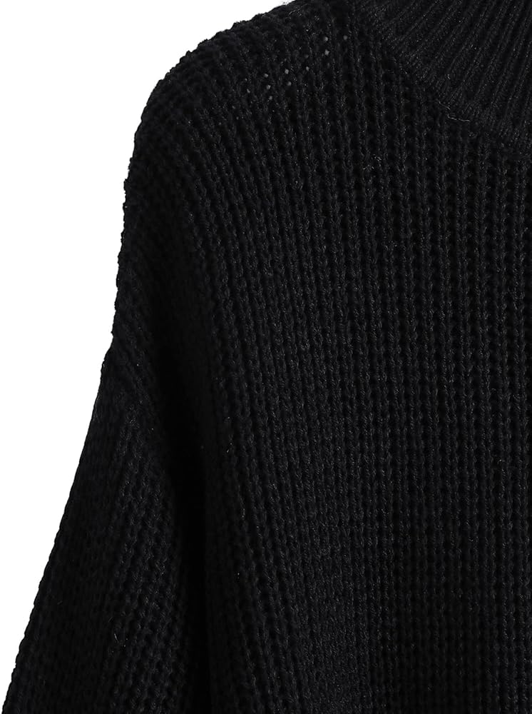 SweatyRocks Women's Long Sleeve Mock Neck Cropped Sweater Drop