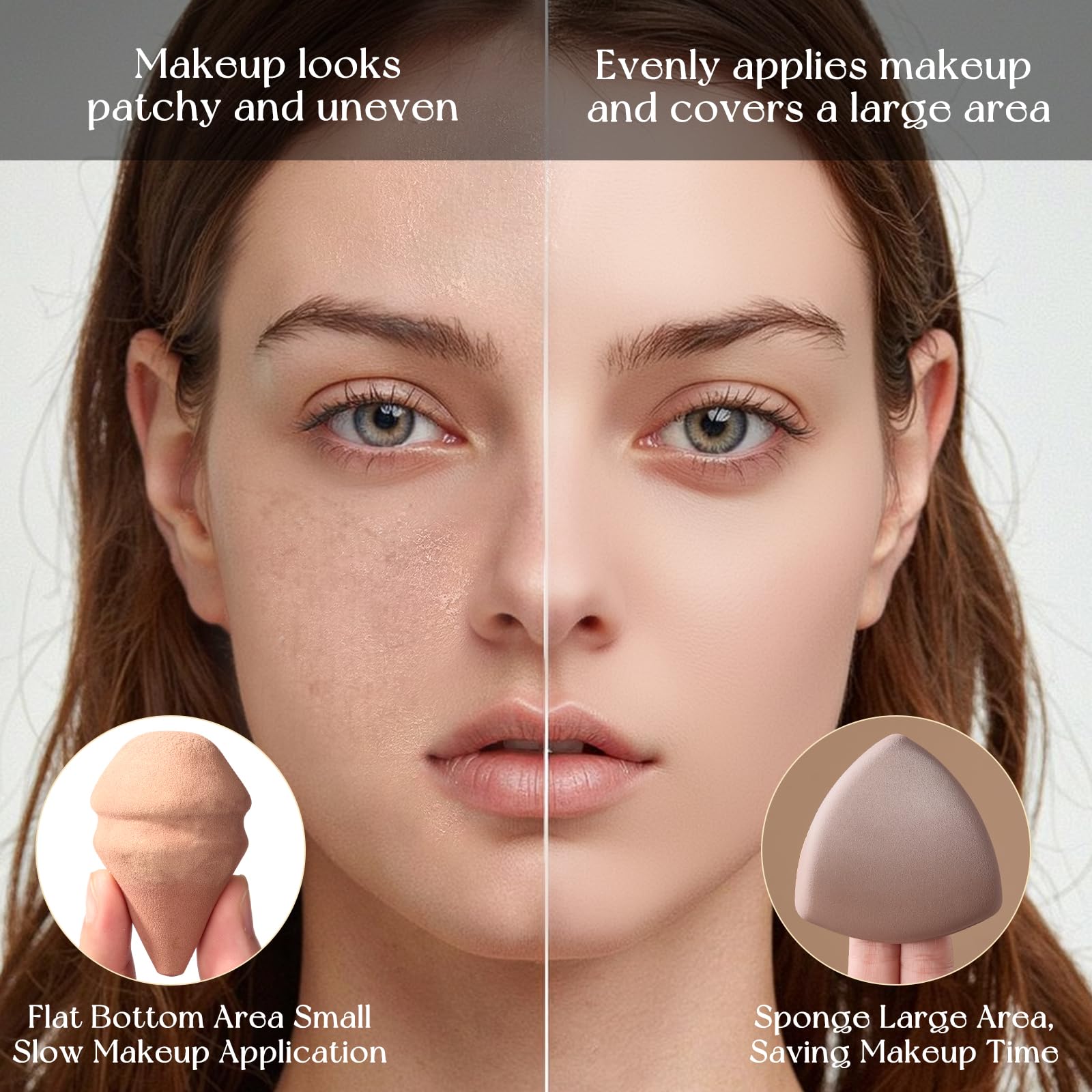 2 esponjas de maquillaje triangulares suaves para base, juego de esponjas de maquillaje húmedas y secas, herramientas de maquillaje, color negro