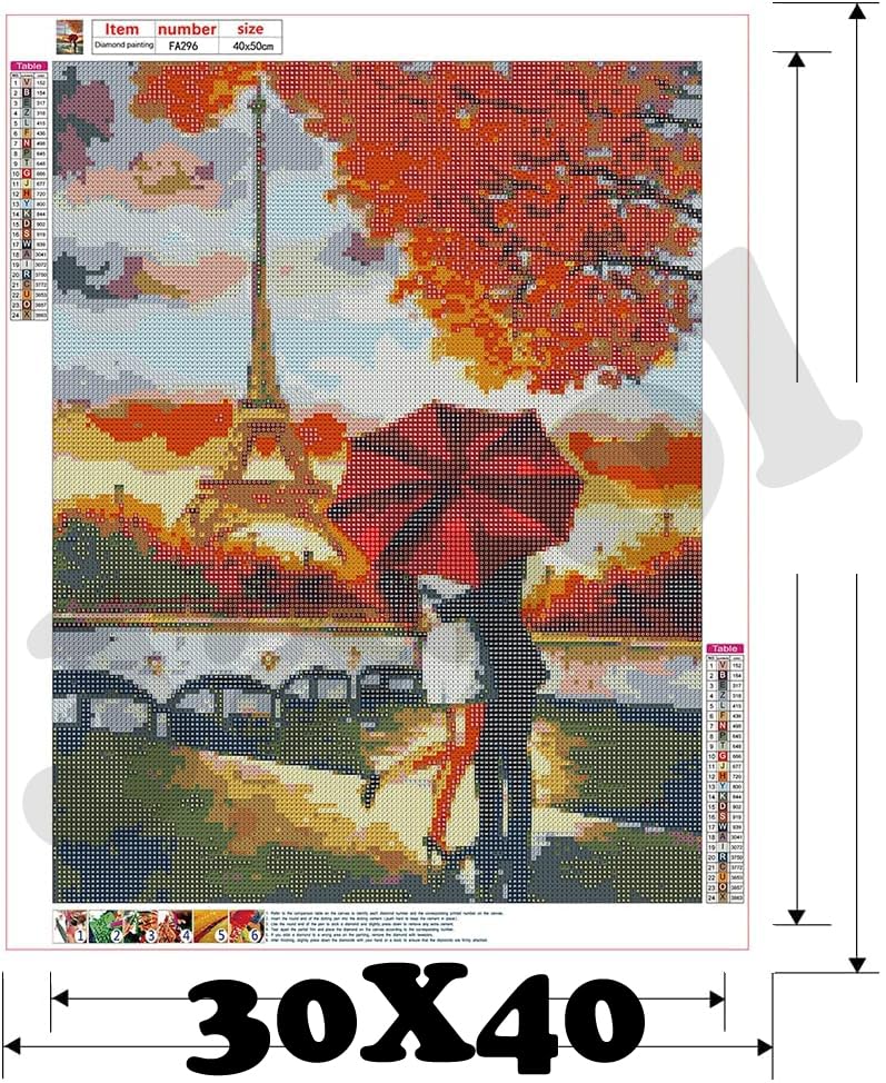 Image of Jasol Diamond Painting Kit, 40x30 Cms, Full Drill, 5D Crystals, Home Wall Decor Gift Set (Paries Love M45405)