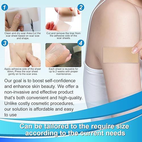 Miniatura 3 de Cinta de silicona de grado médico para cicatrices quirúrgicas (1.6 pulgadas x 120 pulgadas - 9.8 ft), hojas de silicona profesional para cicatrices
