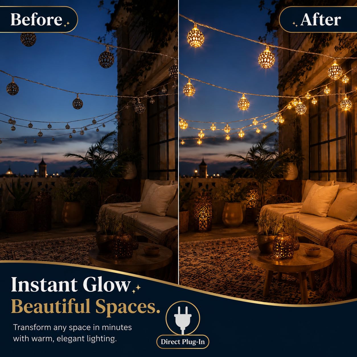 Moroccan String Lights - 14 LED Warm White -3