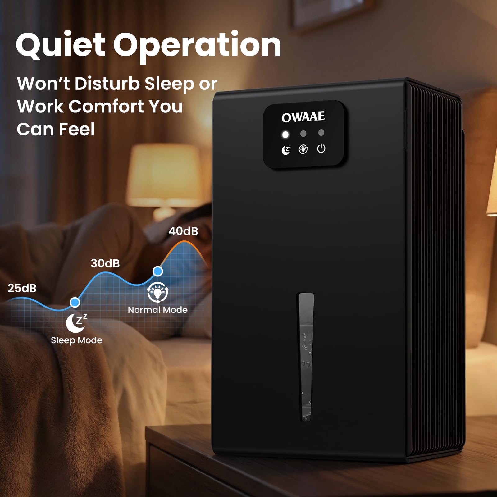 Dehumidifier, 1000 sq.ft Quiet Dehumidifiers for Home Bedroom Bathroom Basement with 95oz Water Tank, Sleep Mode, Auto Shut-Off 7 Colors LED Light, Black - 5