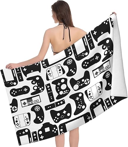 Miniatura 3 de VOOHDDY Toalla de playa grande con controlador de videojuegos, microfibra suave y absorbente, de secado rápido, toallas de baño de gran tamaño para