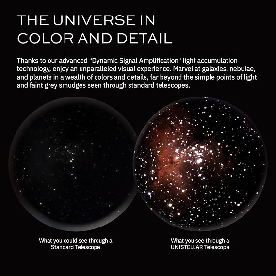 EVSCOPE 2 - UNISTELLAR Smart Telescope (with Eyepiece), 114mm f/4 (450mm) Digital & Computerized, App-Controlled Motorized Alt-Az, Manual Fine Focus, RAW/FITS Export, 64GB, Tripod, 9h Battery