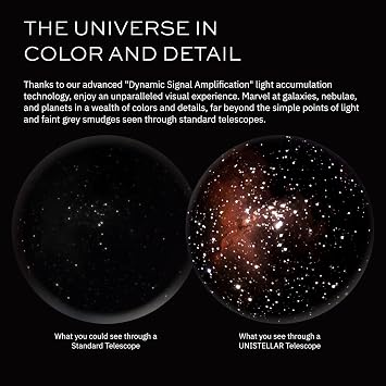 EVSCOPE 2 - UNISTELLAR Smart Telescope (with Eyepiece), 114mm f/4 (450mm) Digital & Computerized, App-Controlled Motorized Alt-Az, Manual Fine Focus, RAW/FITS Export, 64GB, Tripod, 9h Battery