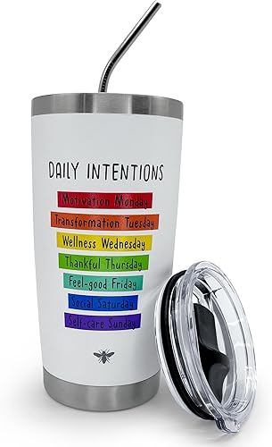 BEEYOND Vaso de café de viaje de 20 onzas con tapa deslizante y pajilla, taza de café de acero inoxidable a prueba de derrames, acero inoxidable