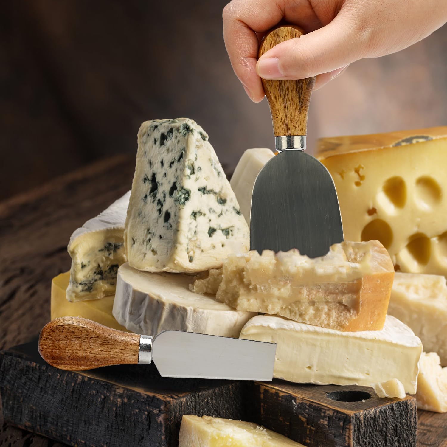 9 Piece Cheese Knife Set with Acacia Holder -6 9 Piece Cheese Knife Set with Acacia Holder -6
