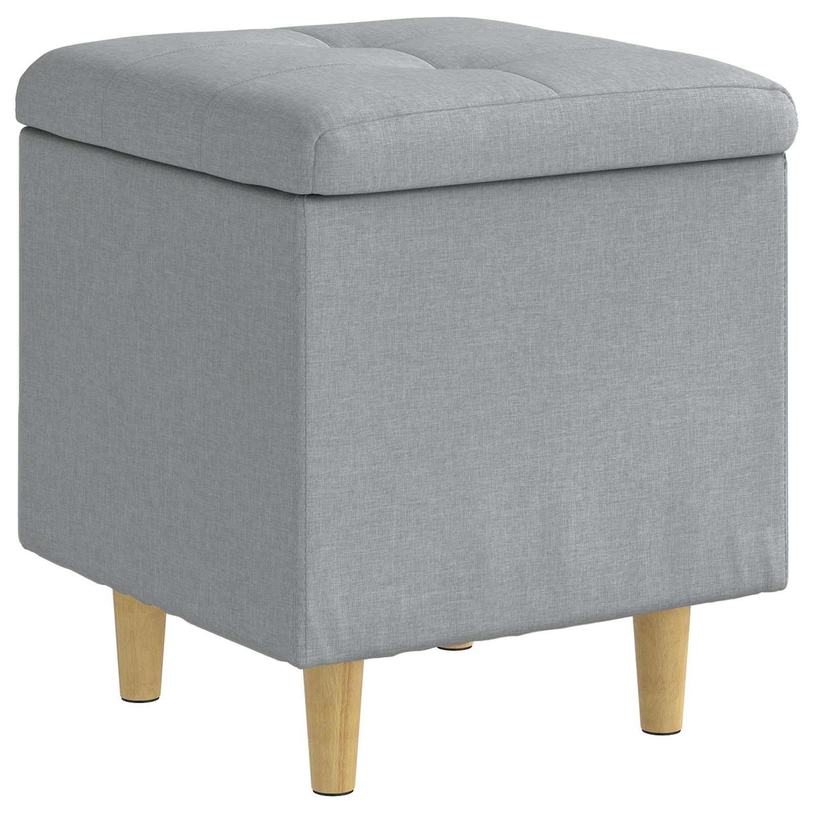 Hothingwell Ottoman z jasnoszarym schowkiem, 40 x 40 x 45 cm, pikowana tkanina, wielofunkcyjna pufa do salonu z ukrytą przegrodą, podnóżkiem i dodatkowym siedzeniem do wnętrz