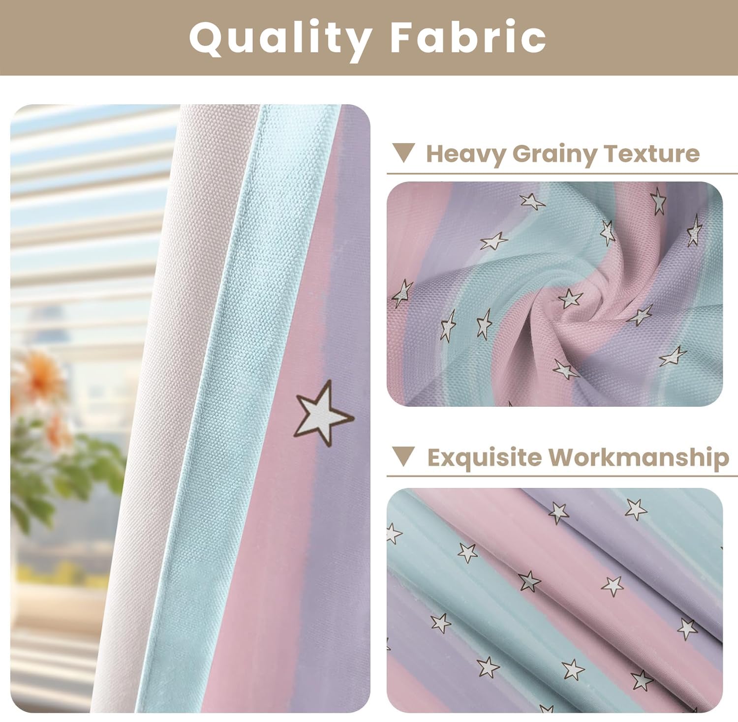 135x229cm Tende a Stelle Arcobaleno 2 Pannelli, Blu Rosa Viola Colore Giunto Eleganti Drappeggiate da Sogno per Ragazze Camera da Letto Soggiorno