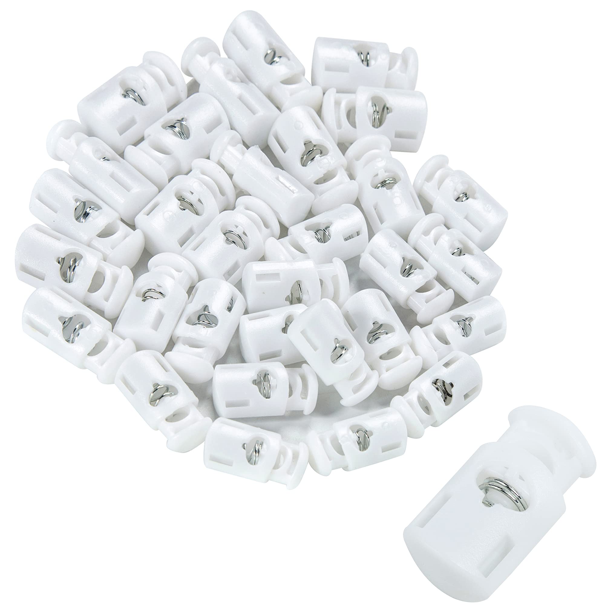 AXEN30PCS Plastic Cord Locks End Spring Stopper, Fastener Toggles for Shoelaces, Drawstrings, Paracord, Bags, Clothing, and More