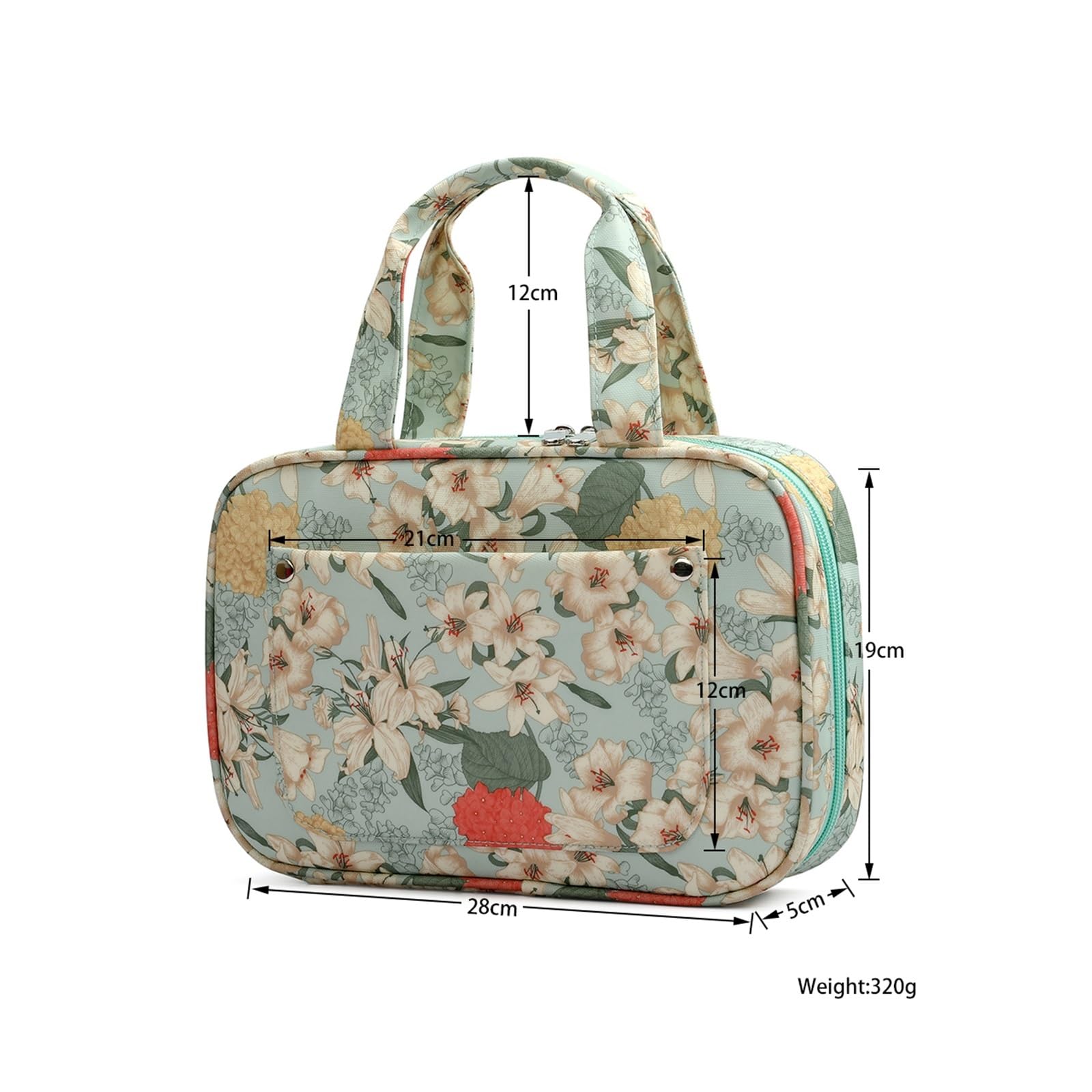 Handarbeitstasche Leere Strickset-Hülle, Organizer-Tasche, tragbare grüne Tasche mit Blumen-Stricknadel-Aufbewahrungstasche for Nähzubehör