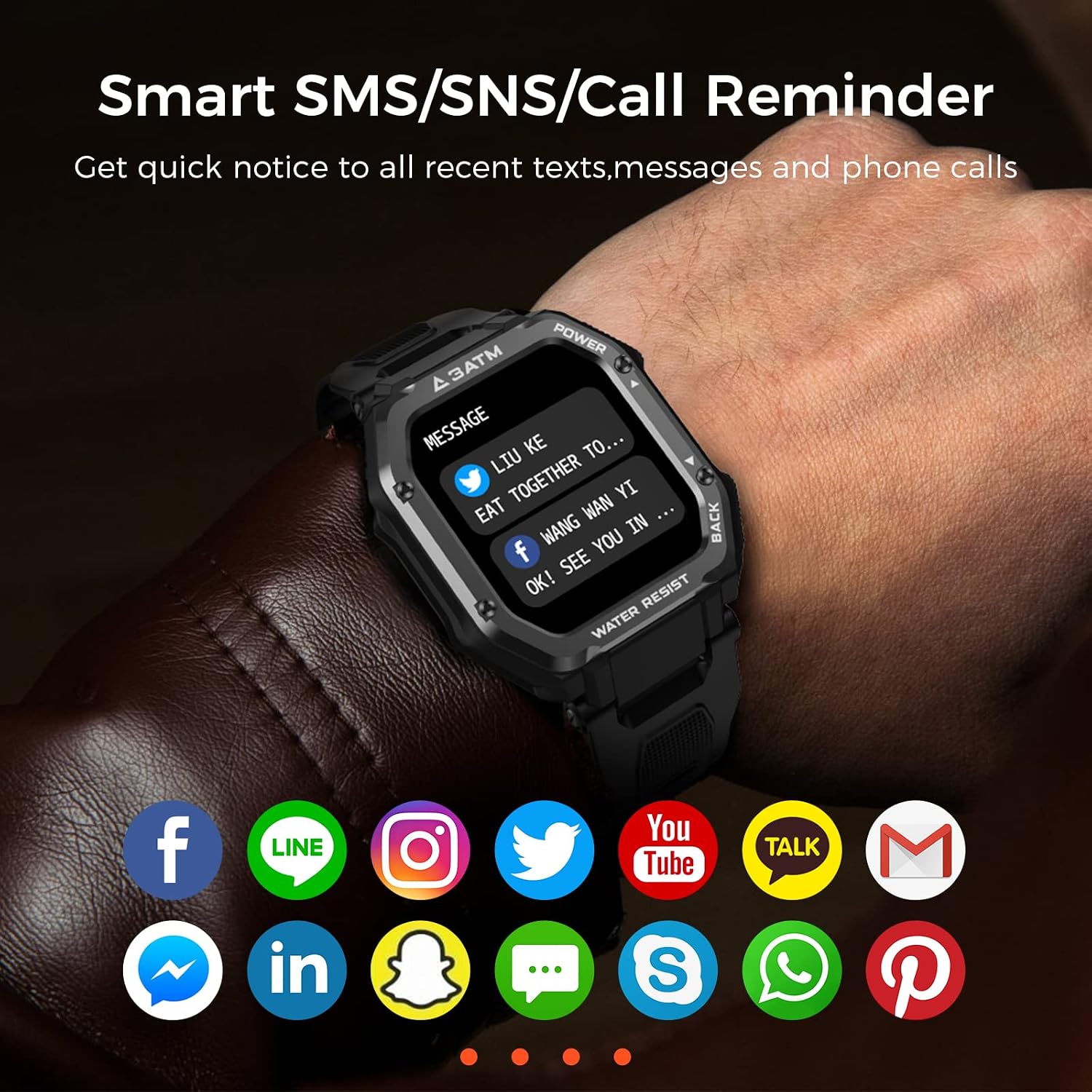 Military Smart Watches for Men, 1.69'' iOS Android Smart Watch for Android Phones and iPhone Compatible, 3ATM Fitness Watch Tracker - Blood Oxygen Blood Pressure, Heart Rate Monitor Watch Black