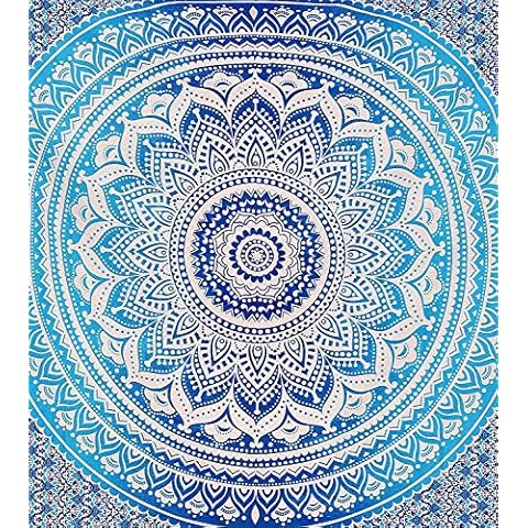 Truesellershop Ombre Indian Wall Hanging Hippie Mandala Tapestry Bohemian Ethnic Poster Blue Color Cover