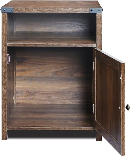 Miniatura 5 de Rainbow Sophia Mesita de noche, mesita de noche de granja con gabinete y estantes, 18 x 18 x 24 pulgadas, nogal oscuro