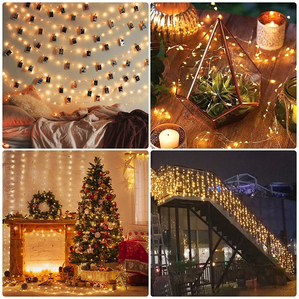 Stringa Luci Led, [2pack] 10M 100 LEDs Filo di Rame Catene Luminose USB Impermeabile Illuminazione, per il partito, Natale, Vacanza, Decorazione della camera, Decorazione di nozze (Blu Ghiaccio