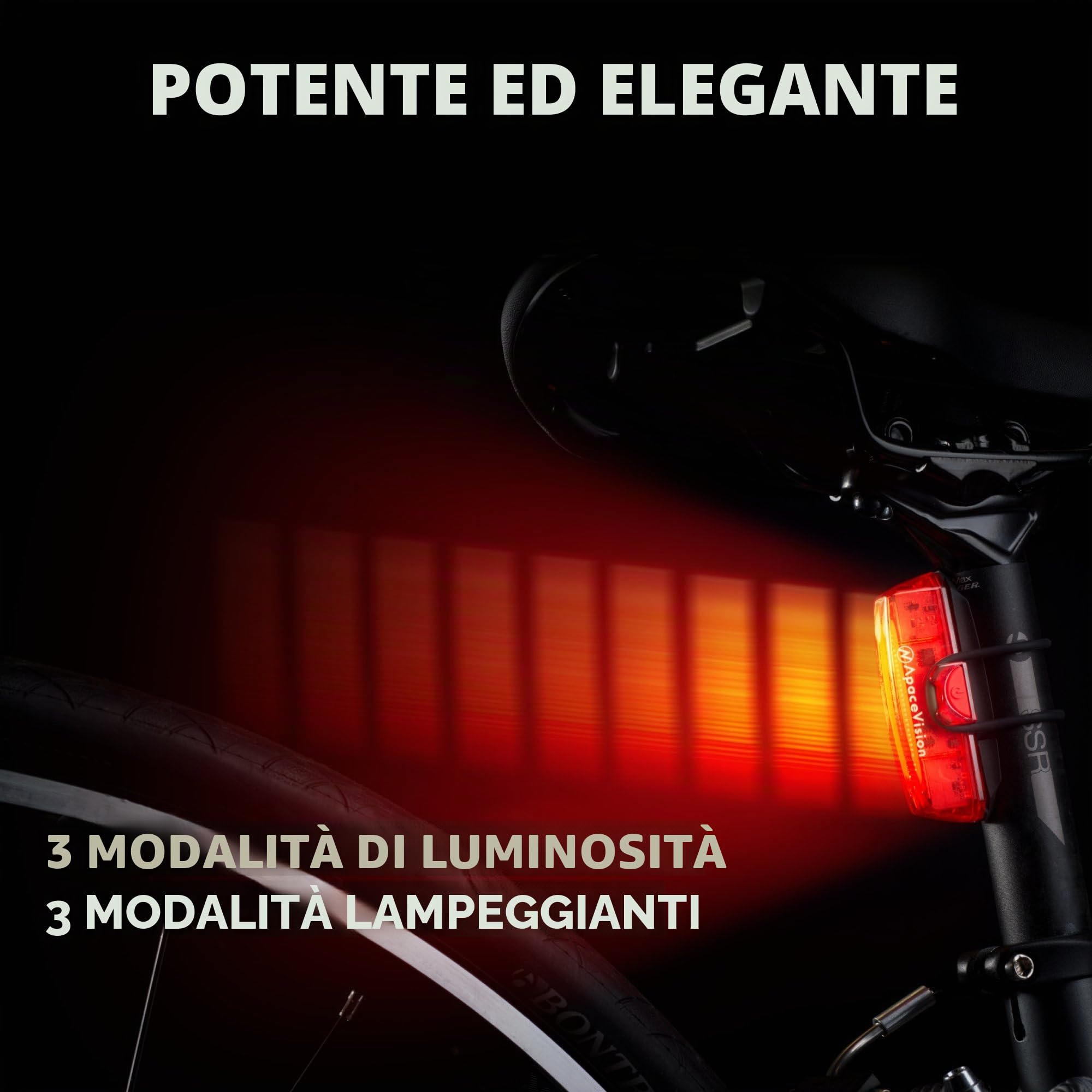 fanale posteriore per bicicletta a LED, ricaricabile tramite USB, super luminoso e facile da installare, per pedalare in tutta sicurezza