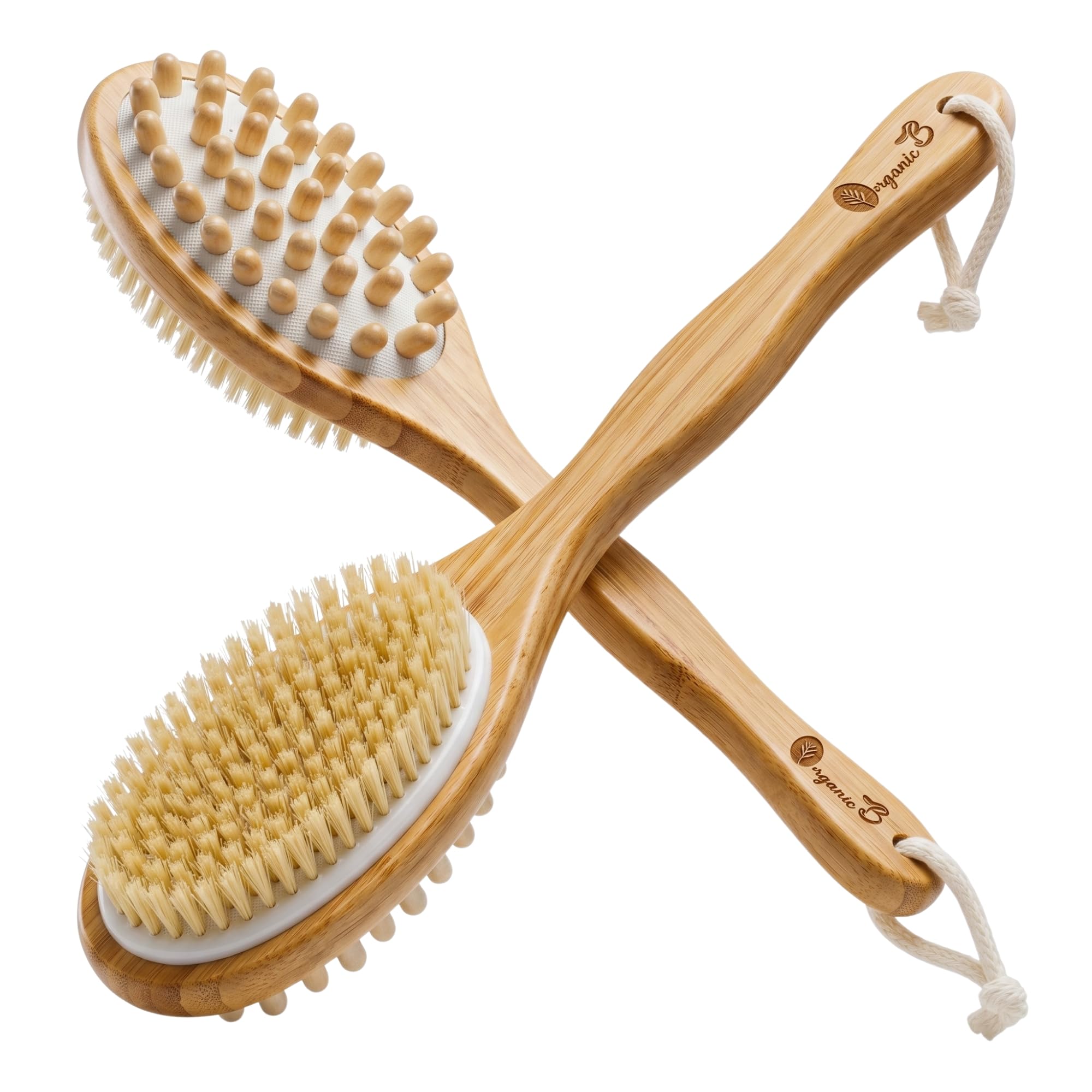 Organic B Bath Brush | Bath Brush for Women | Bath Brush for Back Cleaning | Massaging Bristles & Natural Fiber Stiff Bristles | Treats Cellulite & Stimulates Blood Flow | Bath Brush with Long Handle-image-9